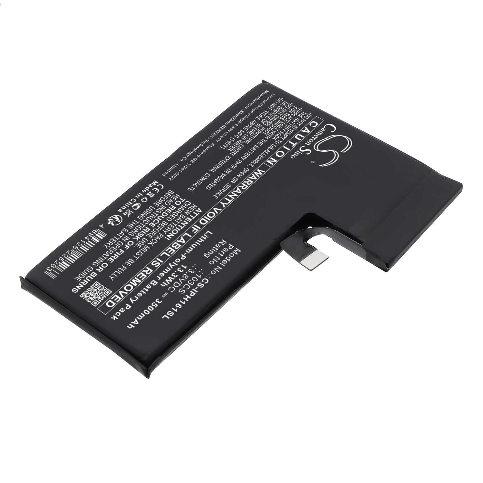 3.8V, Li-Polymer, 3500mAh, Battery fits Apple A3083, A3292, 13.3Wh Mobile, SmartPhone Cameron Sino Technology Limited