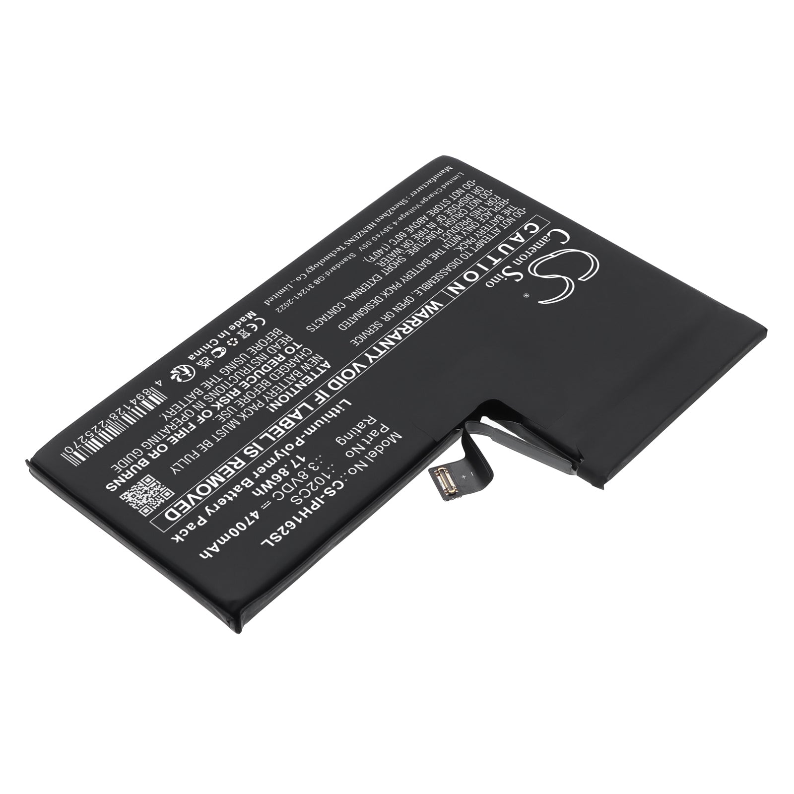3.8V, Li-Polymer, 4700mAh, Battery fits Apple A3084 , A3295, 17.86Wh Mobile, SmartPhone Cameron Sino Technology Limited