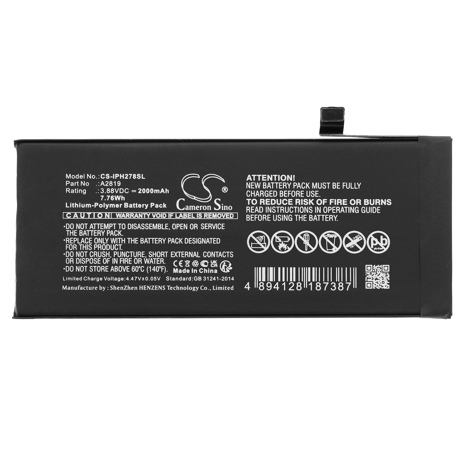 Li-Polymer, Mobile, SmartPhone Battery fits Apple A2783, Apple Iphone Se3, 3.88V, 2000mAh Mobile, SmartPhone Cameron Sino Technology Limited