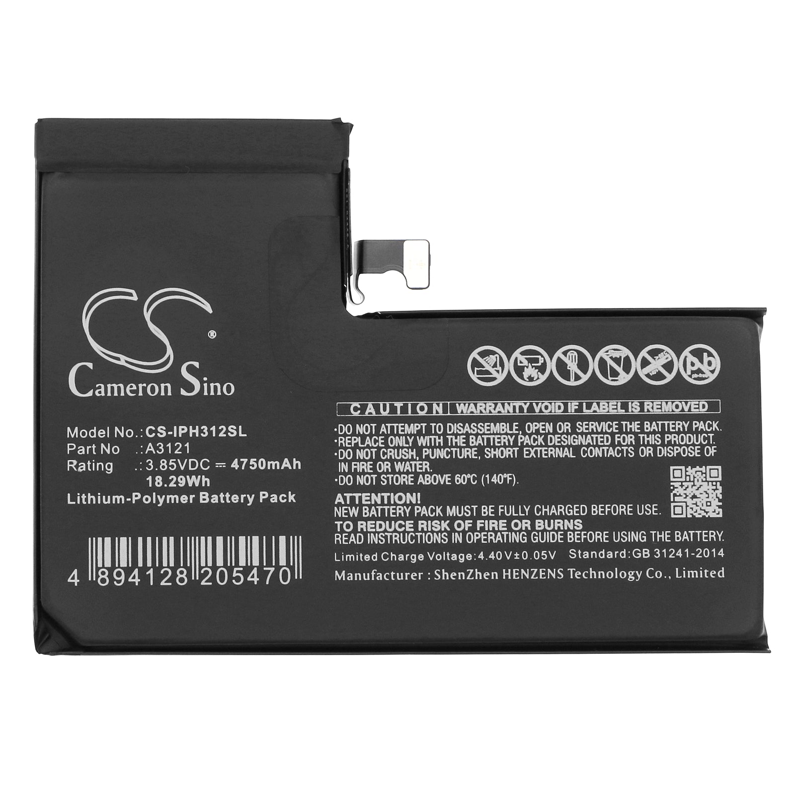 Li-Polymer, Mobile, SmartPhone Battery fits Apple A2849, A3105, 3.85V, 4750mAh Mobile, SmartPhone Cameron Sino Technology Limited