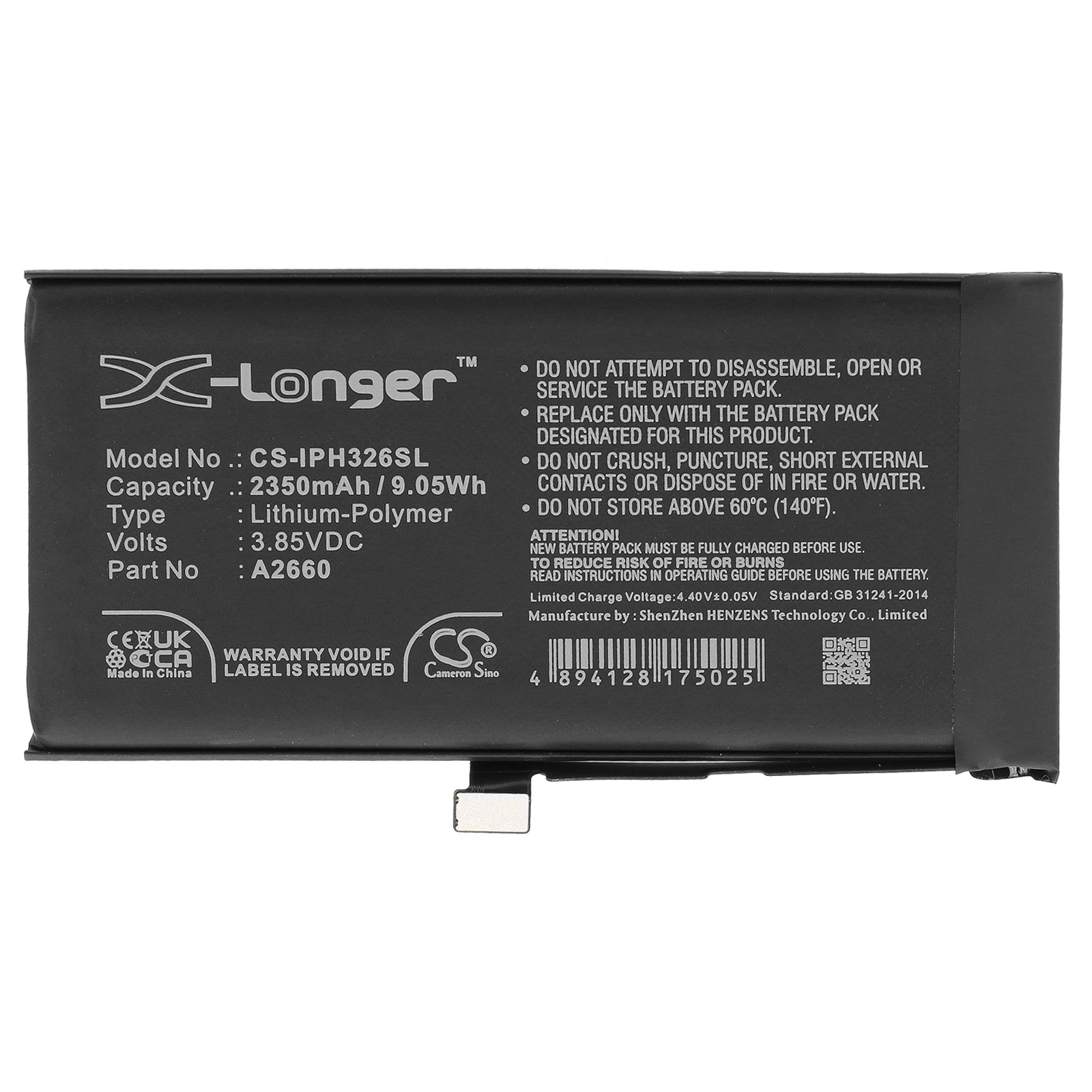 Li-Polymer, Mobile, SmartPhone Battery fits Apple A2630, Iphone 13 Mini, 3.85V, 2350mAh Mobile, SmartPhone Cameron Sino Technology Limited
