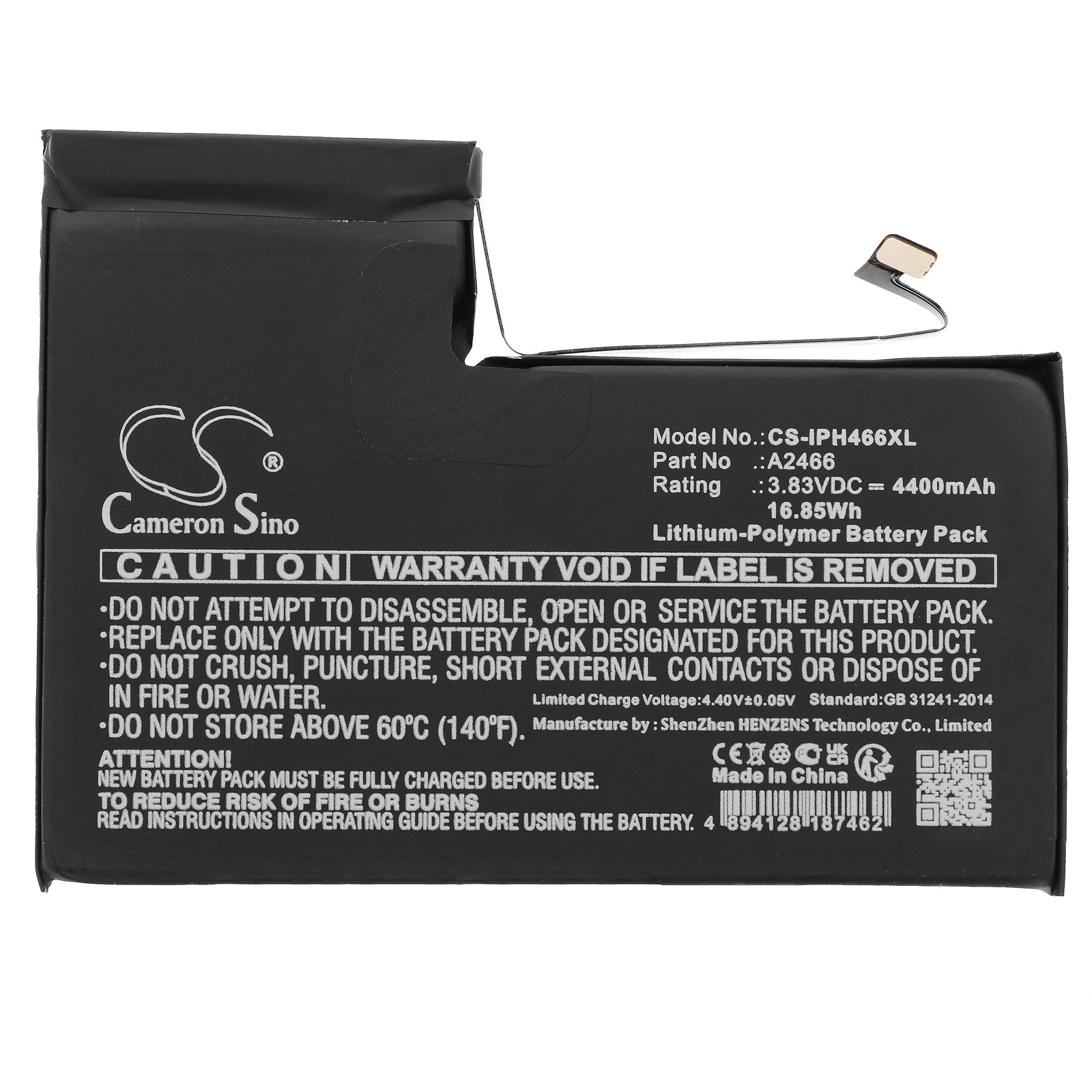 Li-Polymer, Mobile, SmartPhone Battery fits Apple Iphone 12 Pro Max, 3.83V, 4400mAh Mobile, SmartPhone Cameron Sino Technology Limited