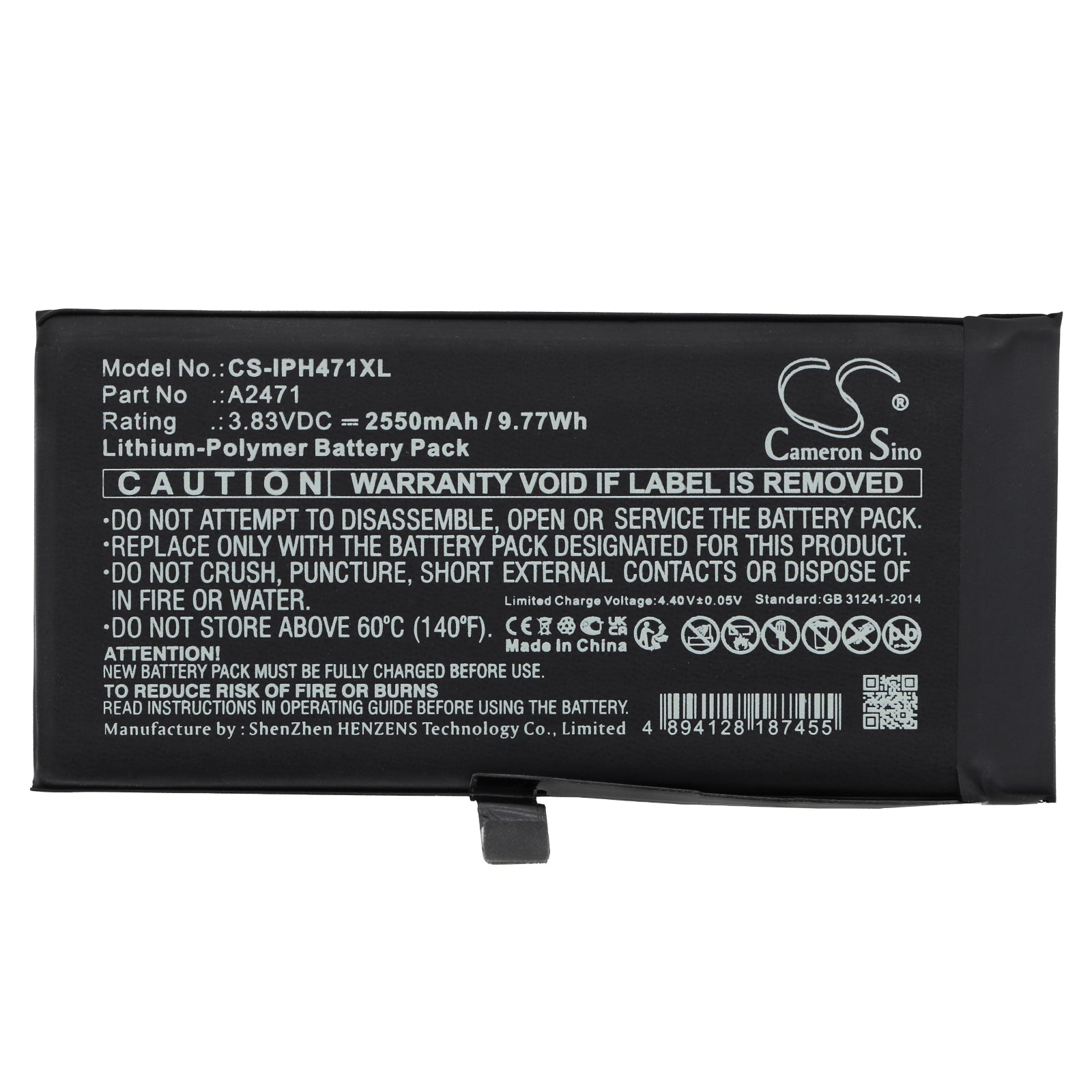 Li-Polymer, Mobile, SmartPhone Battery fits Apple Iphone 12 Mini, 3.83V, 2550mAh Mobile, SmartPhone Cameron Sino Technology Limited