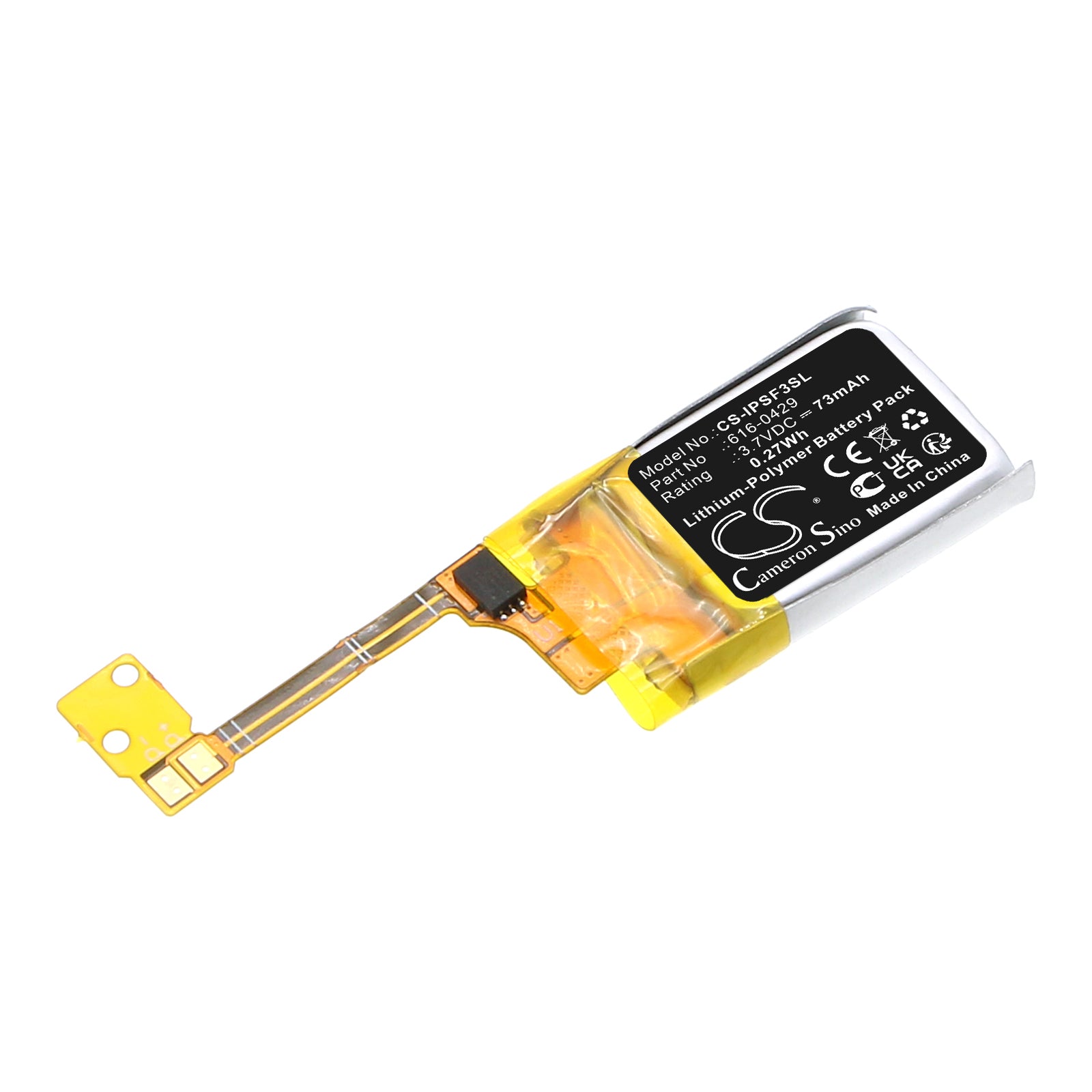 3.7V, Li-Polymer, 73mAh, Battery fits Apple iPOD ipod shuffle 3rd, ipod shuffle 3rd generation, 0.27Wh Media Player Cameron Sino Technology Limited