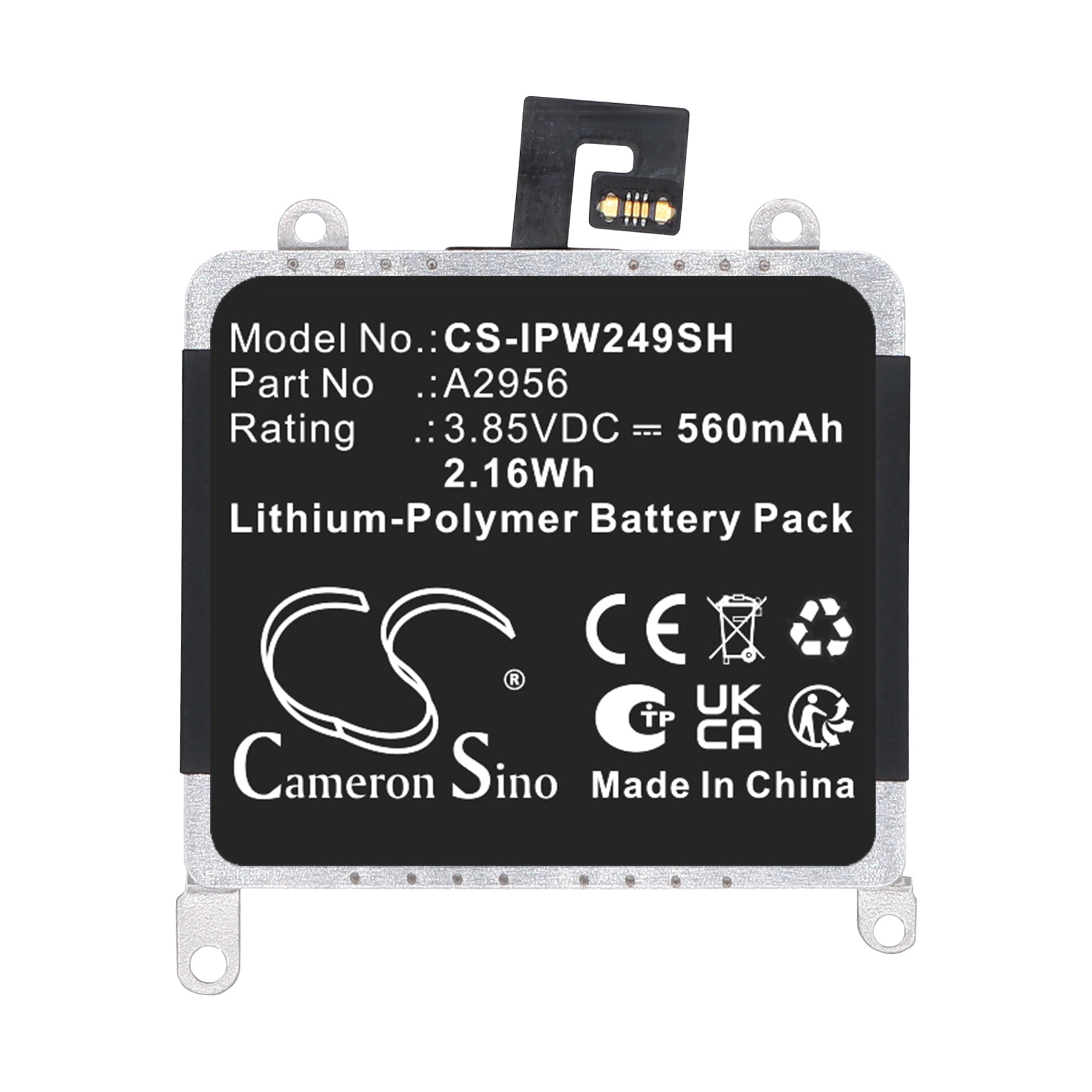 3.85V, Li-Polymer, 560mAh, Battery fits Apple A2686, A2887, 2.16Wh Smartwatch Cameron Sino Technology Limited