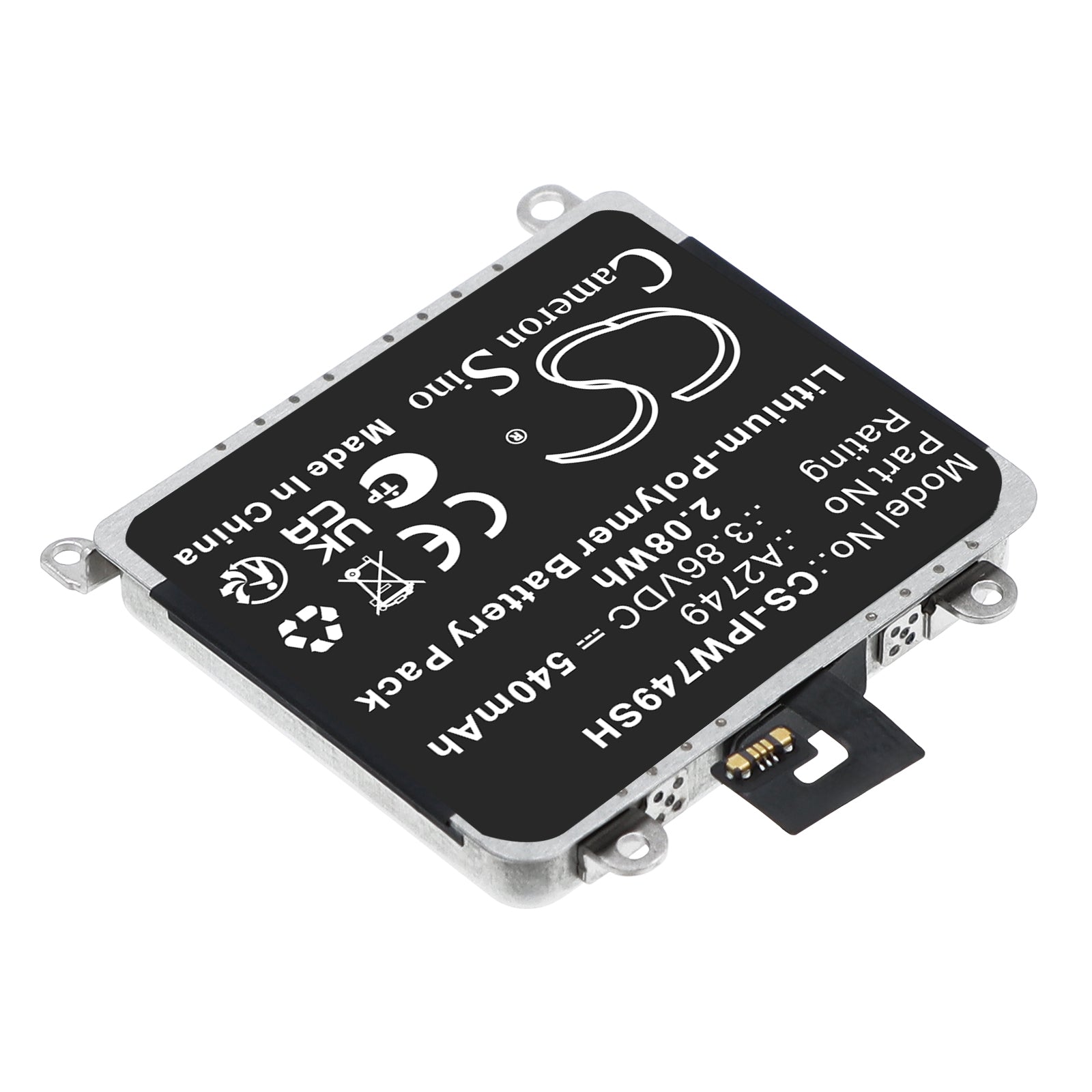 3.86V, Li-Polymer, 540mAh, Battery fits Apple A285, A2622, 2.08Wh Smartwatch Cameron Sino Technology Limited