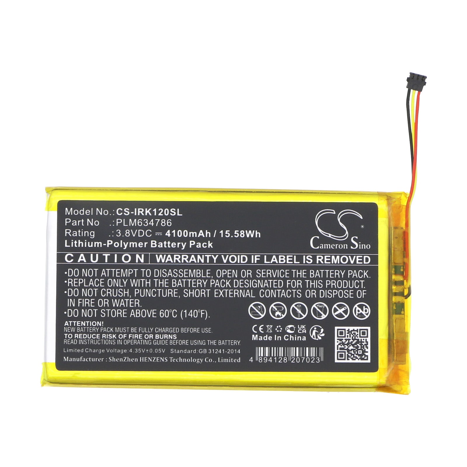 Li-Polymer, Media Player Battery fits Astell & Kern Ak120 Ii, Iriver Ak120 Ii, 3.8V, 4100mAh Media Player Cameron Sino Technology Limited