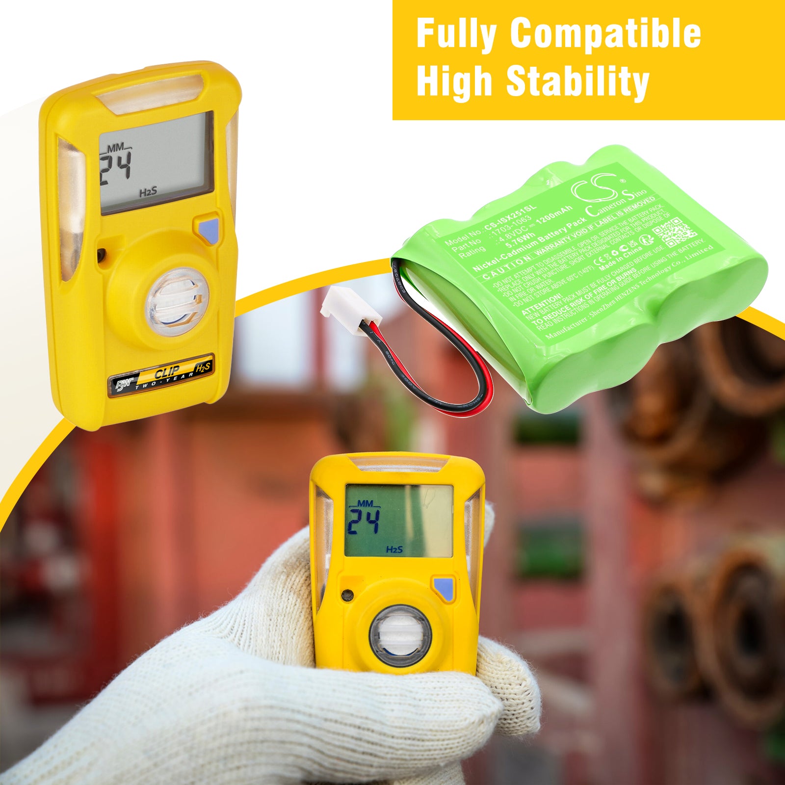 4.8V, Ni-CD, 1200mAh, Battery fits Industrial Scientific MX251, 5.76Wh Equipment, Survey, Test Cameron Sino Technology Limited