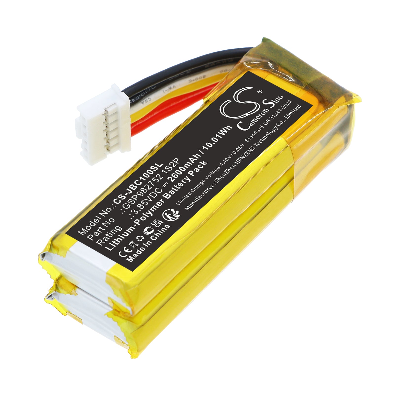 3.85V, Li-Polymer, 2600mAh, Battery fits JBL Grip, 10.01Wh Speaker Cameron Sino Technology Limited