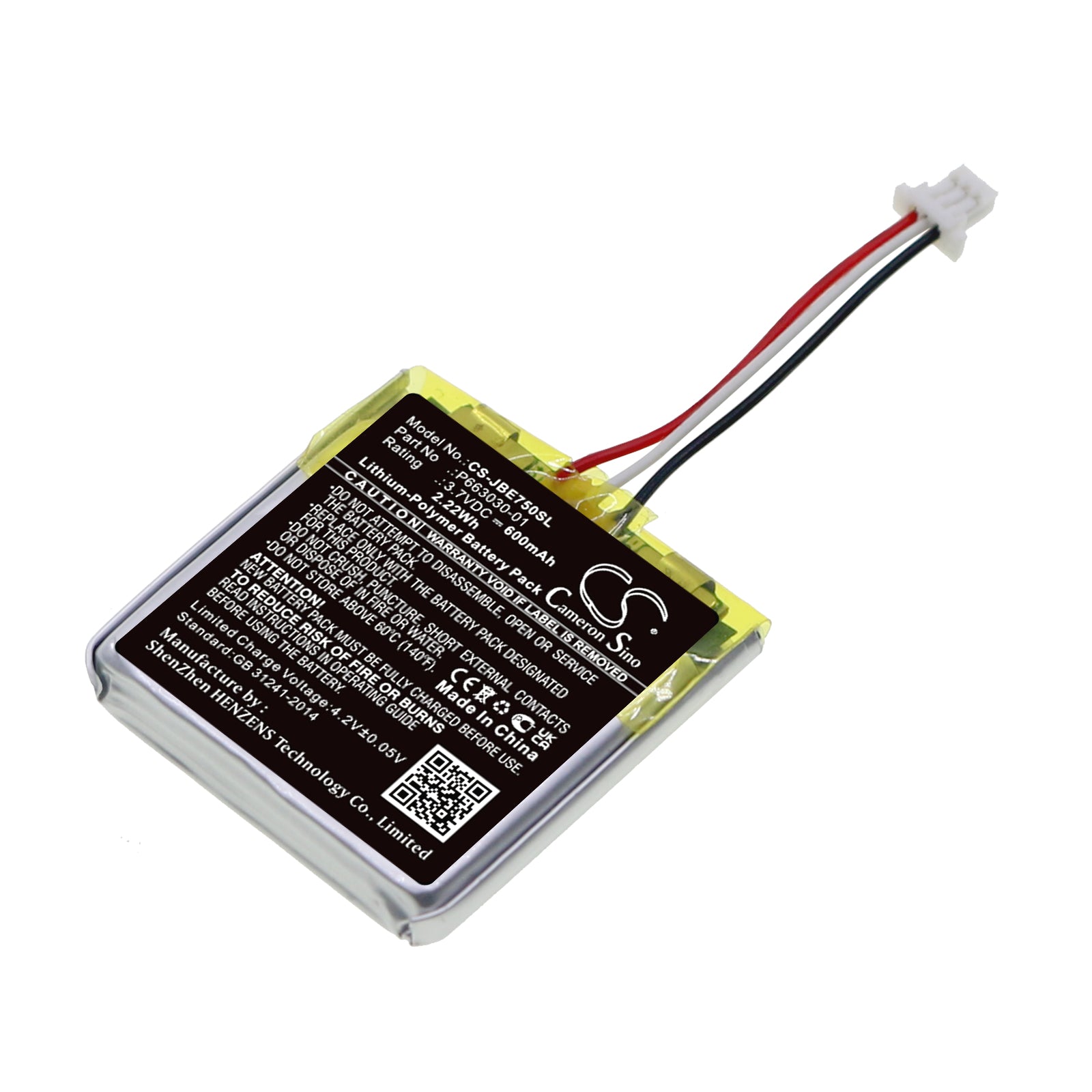 Li-Polymer, Wireless Headset Battery fits Jbl Everest 750, 3.7V, 600mAh Wireless Headset Cameron Sino Technology Limited