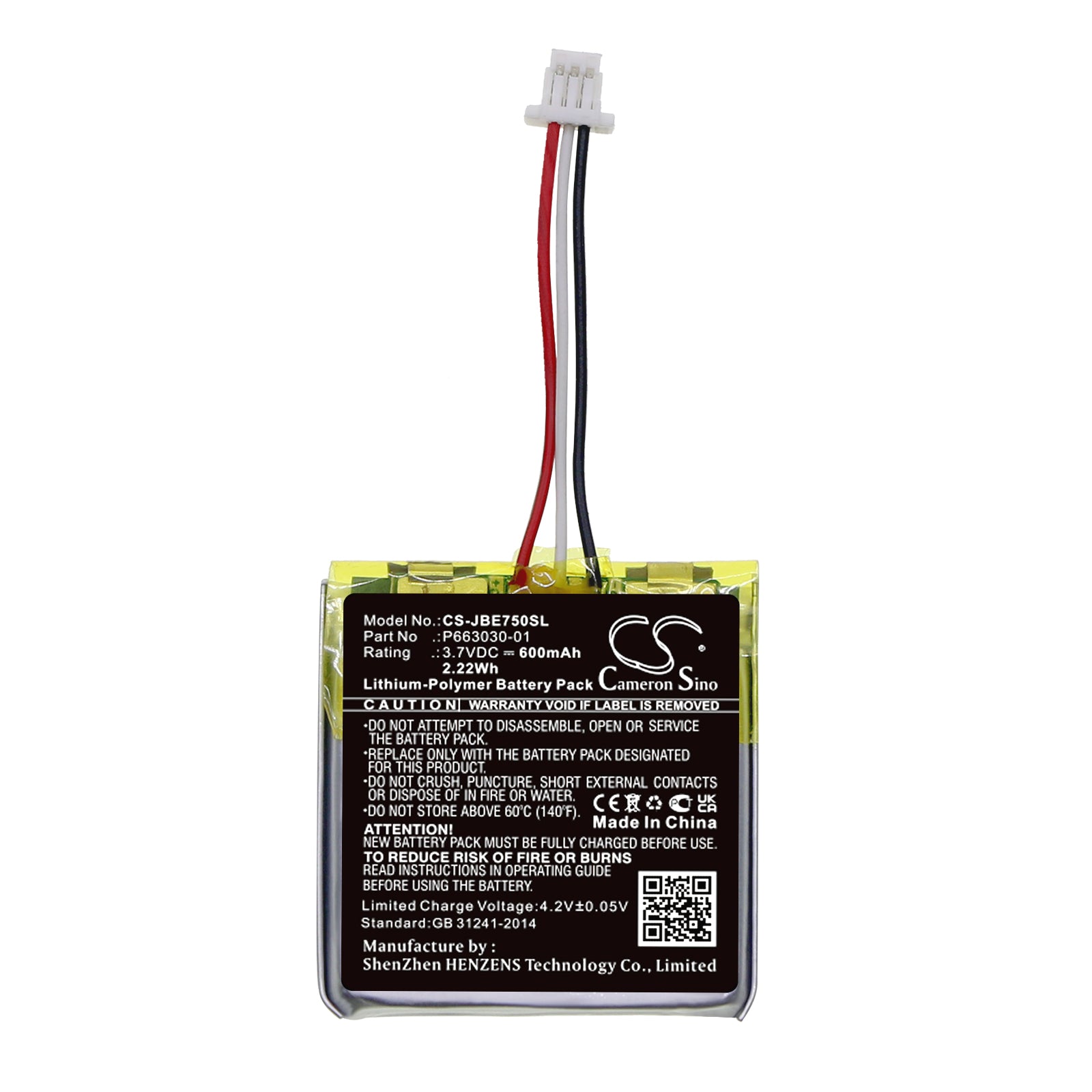 Li-Polymer, Wireless Headset Battery fits Jbl Everest 750, 3.7V, 600mAh Wireless Headset Cameron Sino Technology Limited