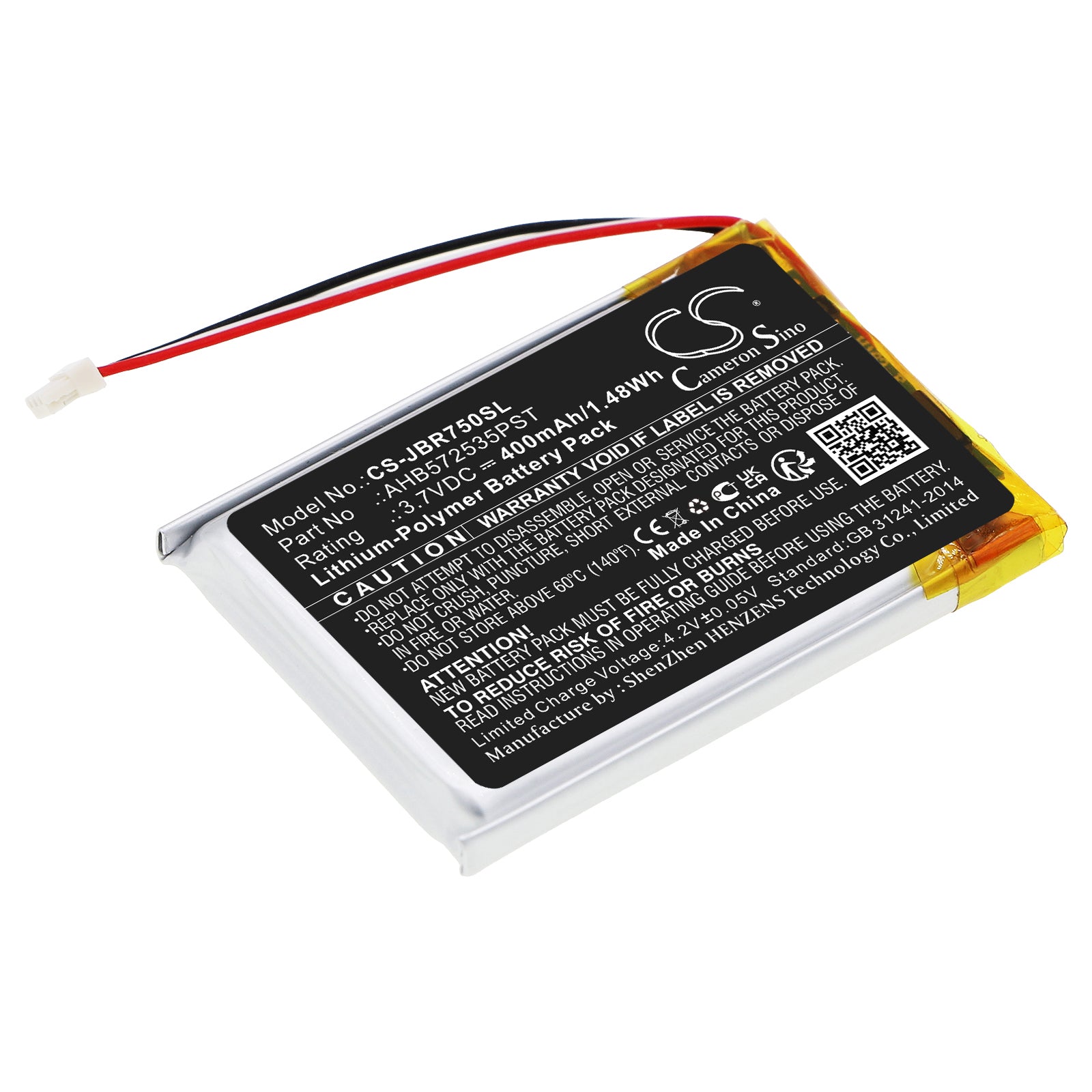 Li-Polymer, Wireless Headset Battery fits Jabra Evolve 75, 3.7V, 400mAh Wireless Headset Cameron Sino Technology Limited
