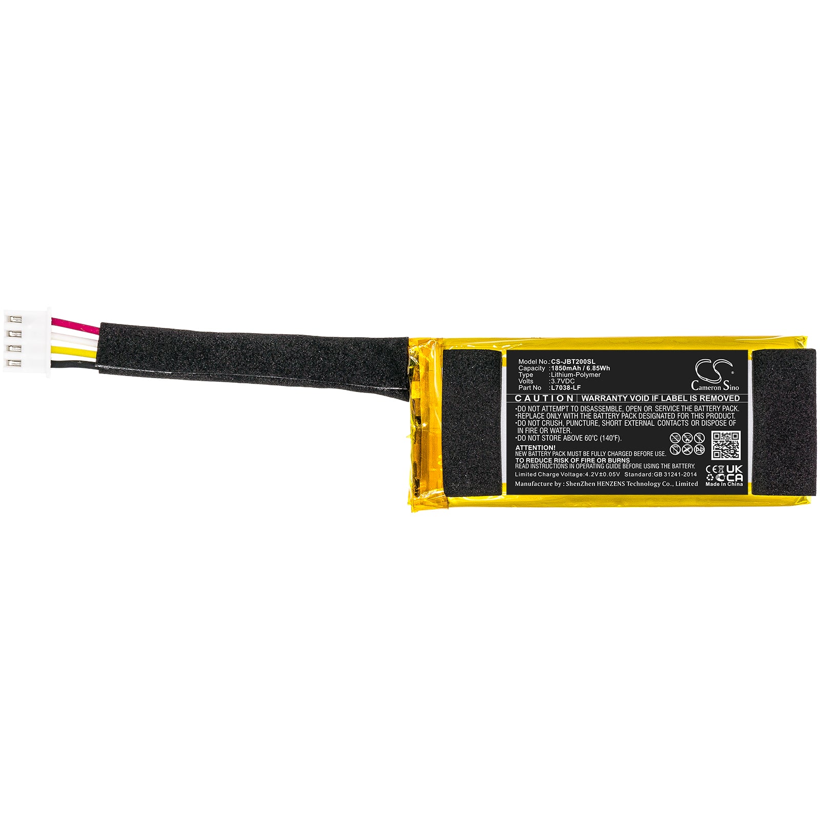 Li-Polymer, Speaker Battery fits Jbl Am0304, Tuner, 3.7V, 1850mAh Speaker Cameron Sino Technology Limited