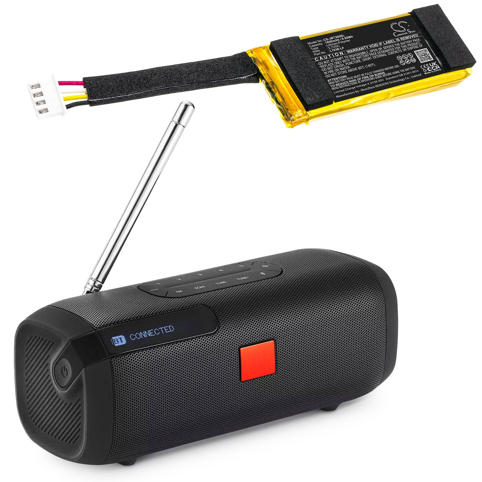 Li-Polymer, Speaker Battery fits Jbl Am0304, Tuner, 3.7V, 1850mAh Speaker Cameron Sino Technology Limited