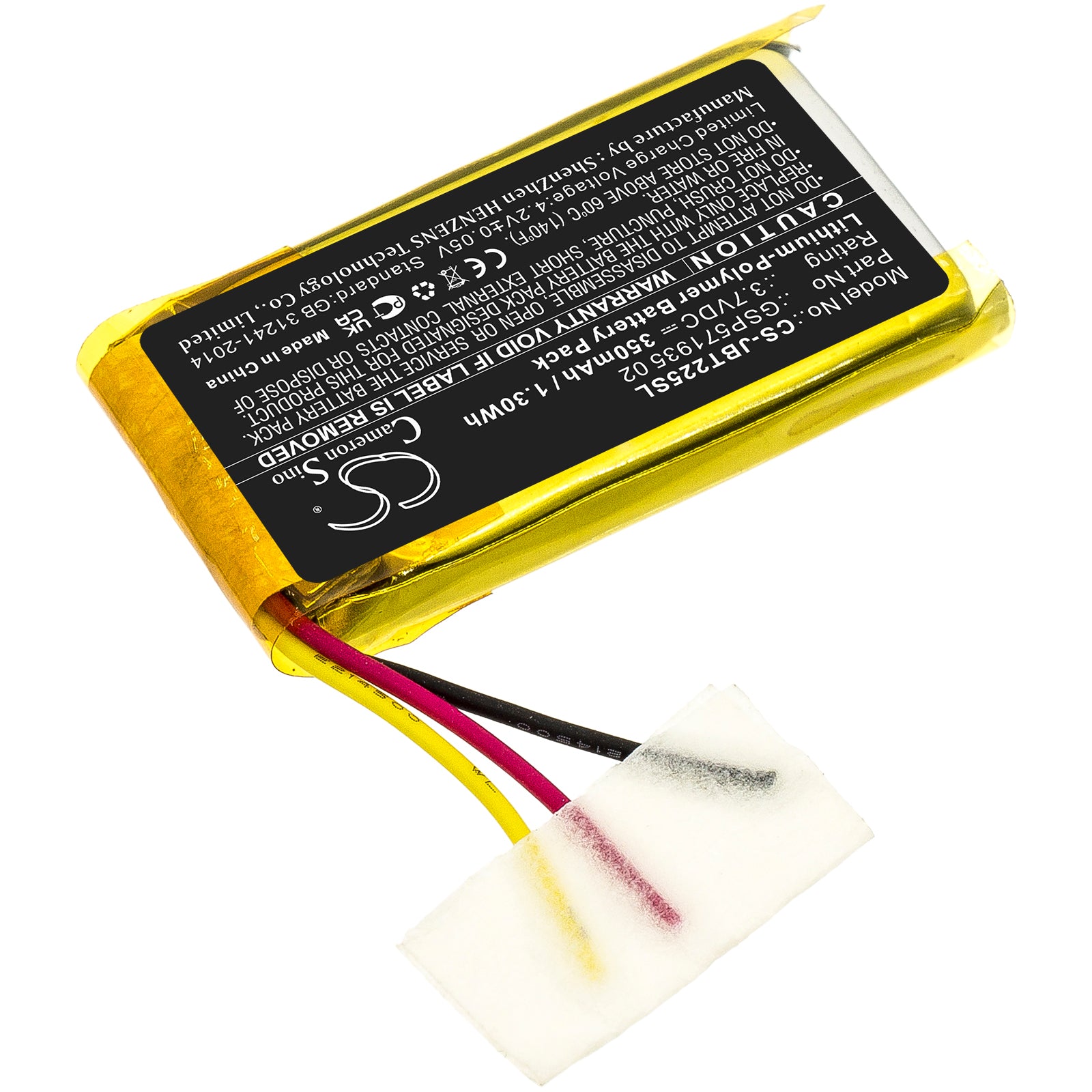 Li-Polymer, Wireless Headset Battery fits Jbl Tune 225 Tws Charging Case, 3.7V, 350mAh Wireless Headset Cameron Sino Technology Limited