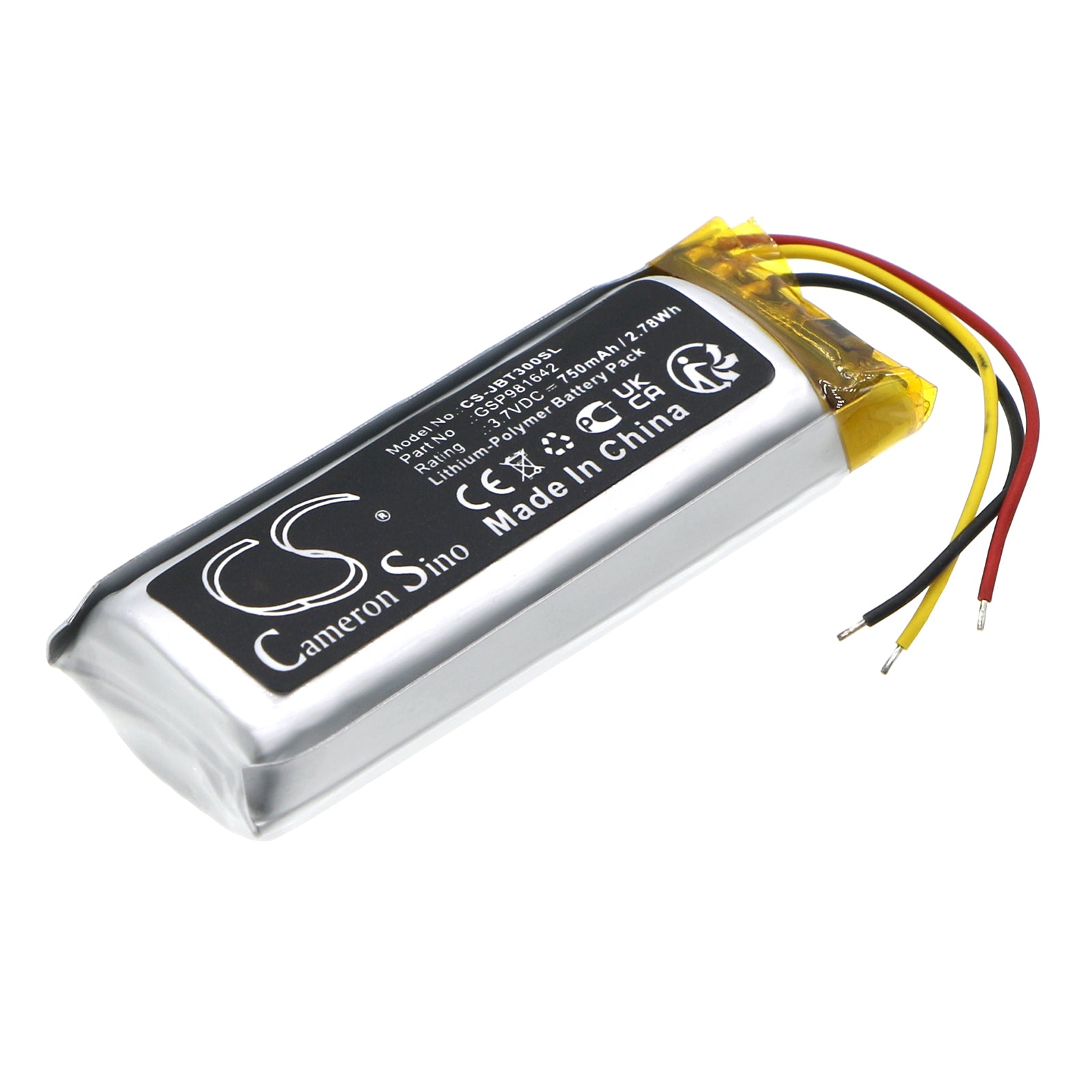 Li-Polymer, Wireless Headset Battery fits Jbl Tune Beam Charging Base, 3.7V, 750mAh Wireless Headset Cameron Sino Technology Limited