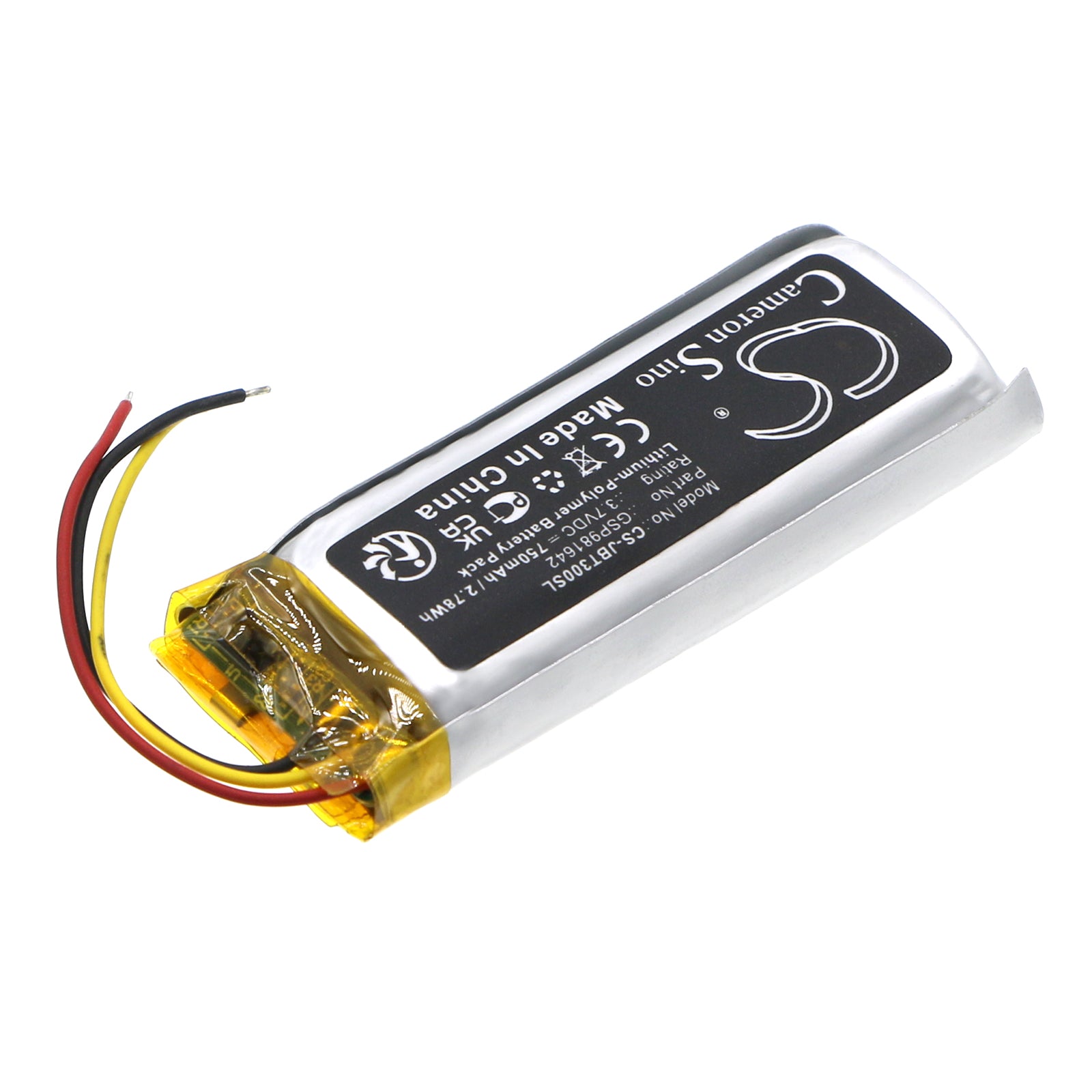 Li-Polymer, Wireless Headset Battery fits Jbl Tune Beam Charging Base, 3.7V, 750mAh Wireless Headset Cameron Sino Technology Limited
