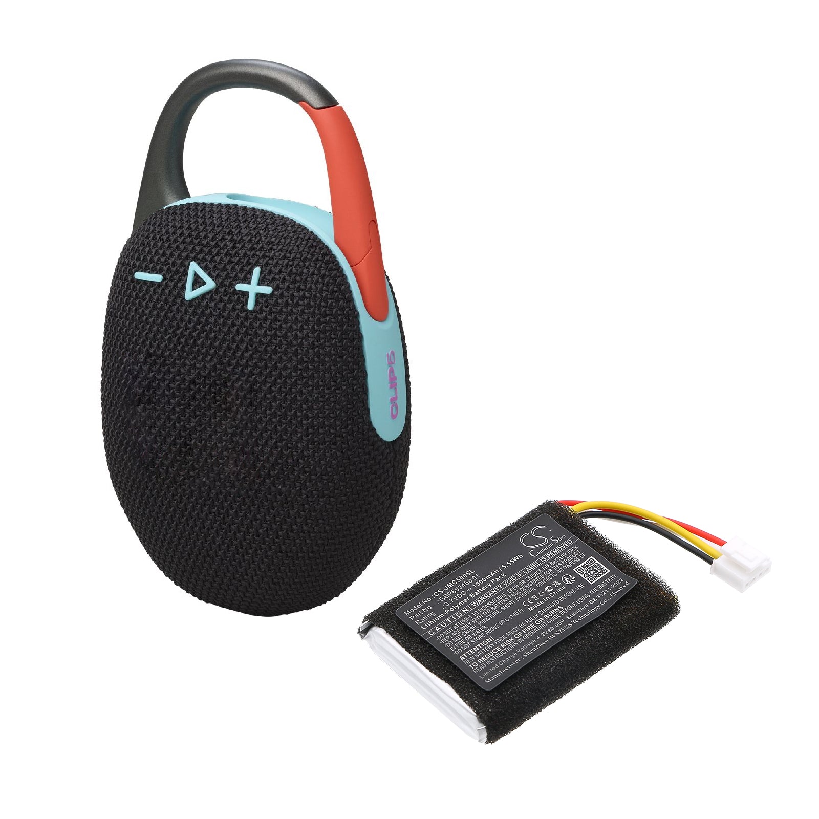 3.7V, Li-Polymer, 1500mAh, Battery fits JBL Clip 5, 5.55Wh Speaker Cameron Sino Technology Limited