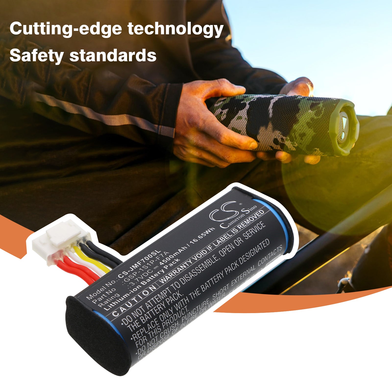 3.7V, Li-ion, 4500mAh, Battery fits JBL F7A, Flip 7, 16.65Wh Speaker Cameron Sino Technology Limited