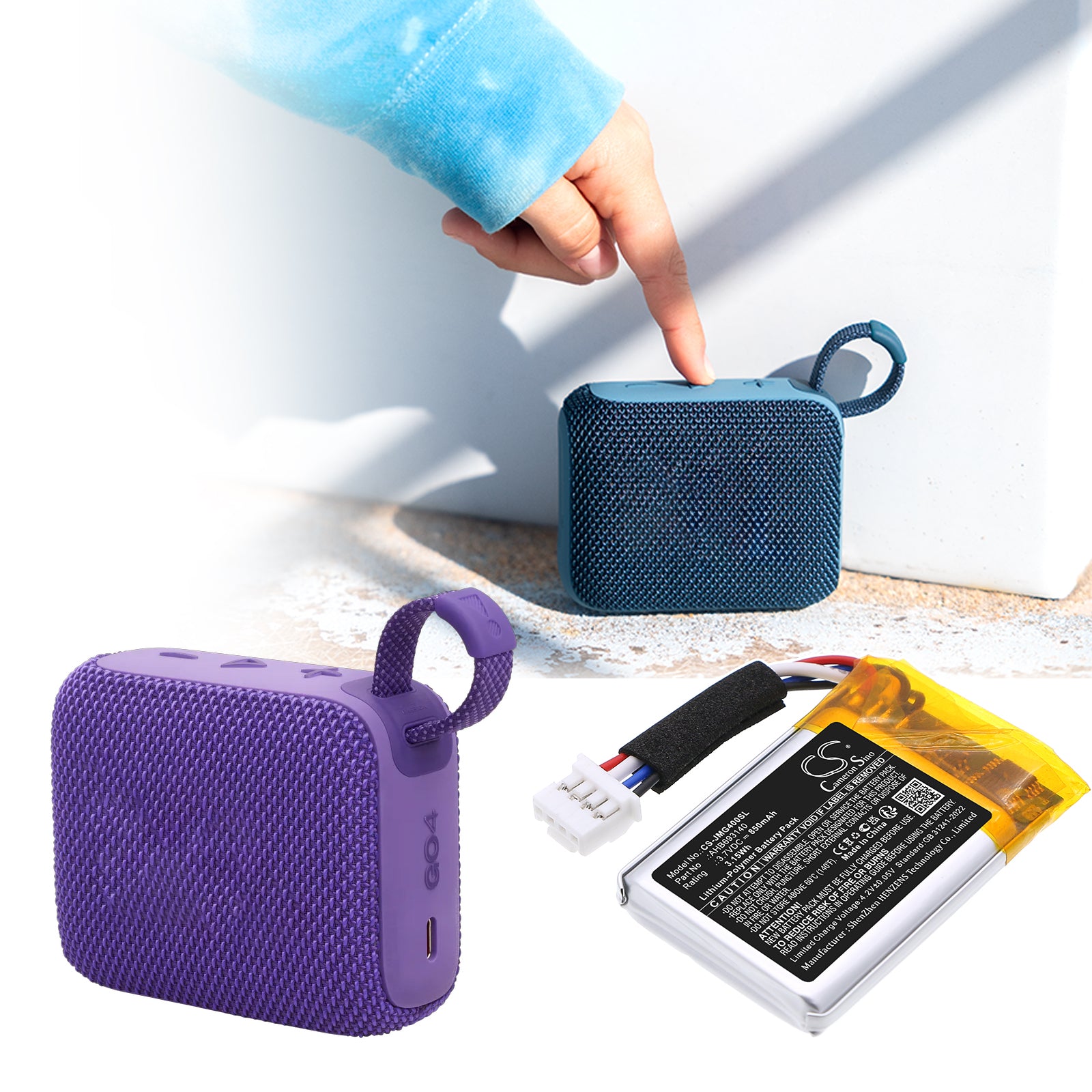 3.7V, Li-Polymer, 850mAh, Battery fits JBL Go 4, 3.15Wh Speaker Cameron Sino Technology Limited