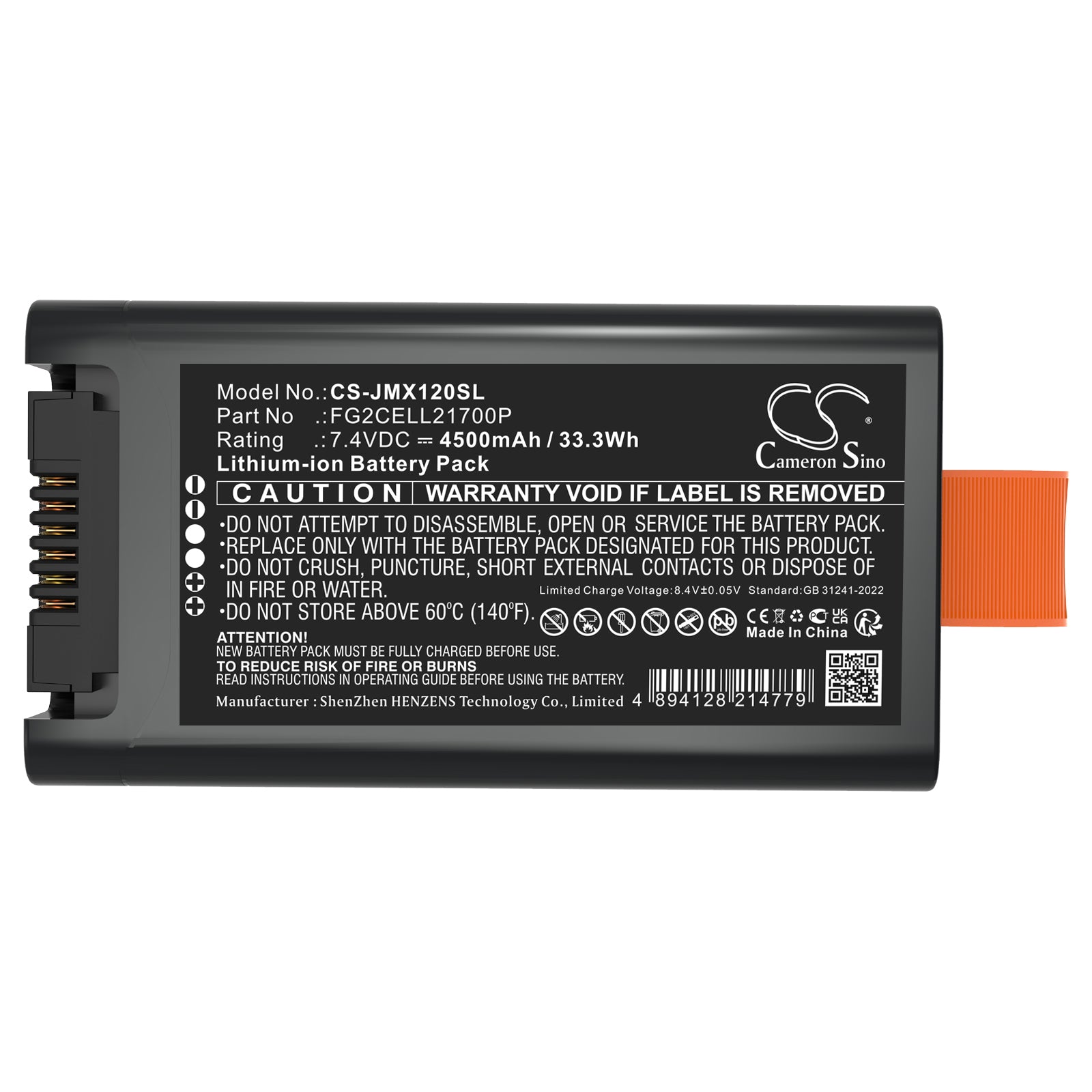 5.4V, HPC, 4500F, Battery fits JBL PartyBox Club 120, PartyBox Encore 2, 24.3Wh Speaker Cameron Sino Technology Limited