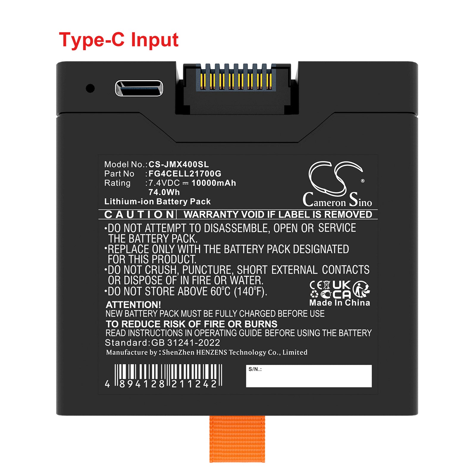 7.4V, Li-ion, 10000mAh, Battery fits JBL PartyBox Club 320, PartyBox Stage 320, 74Wh Speaker Cameron Sino Technology Limited