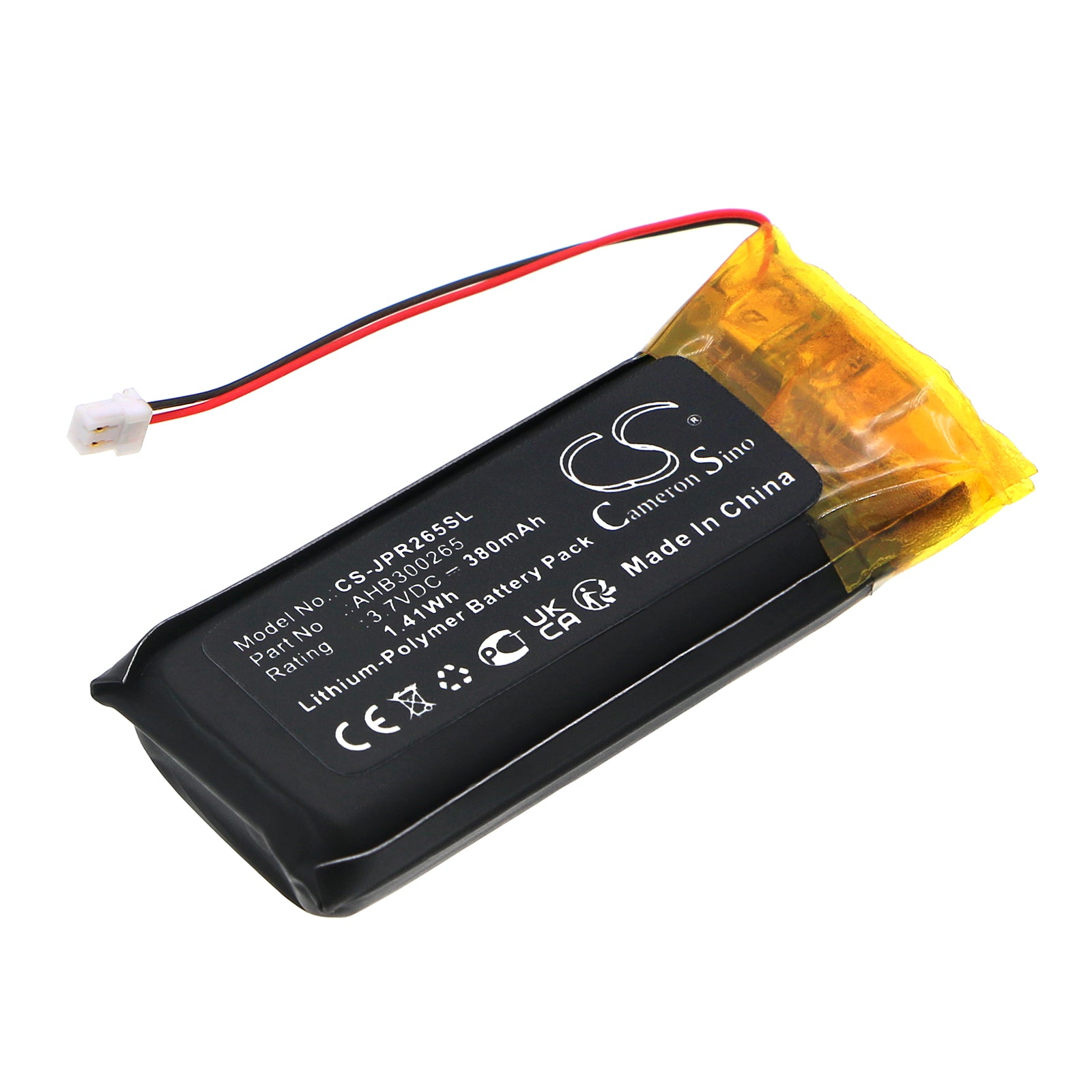 Li-Polymer, Wireless Headset Battery fits Jabra Evolve 2, Evolve2 65, 3.7V, 380mAh Wireless Headset Cameron Sino Technology Limited