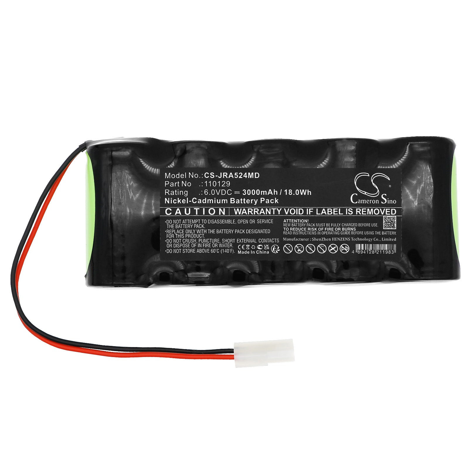 6V, Ni-CD, 3000mAh, Battery fits Jaeger Apnoescreen, 18Wh Medical Cameron Sino Technology Limited