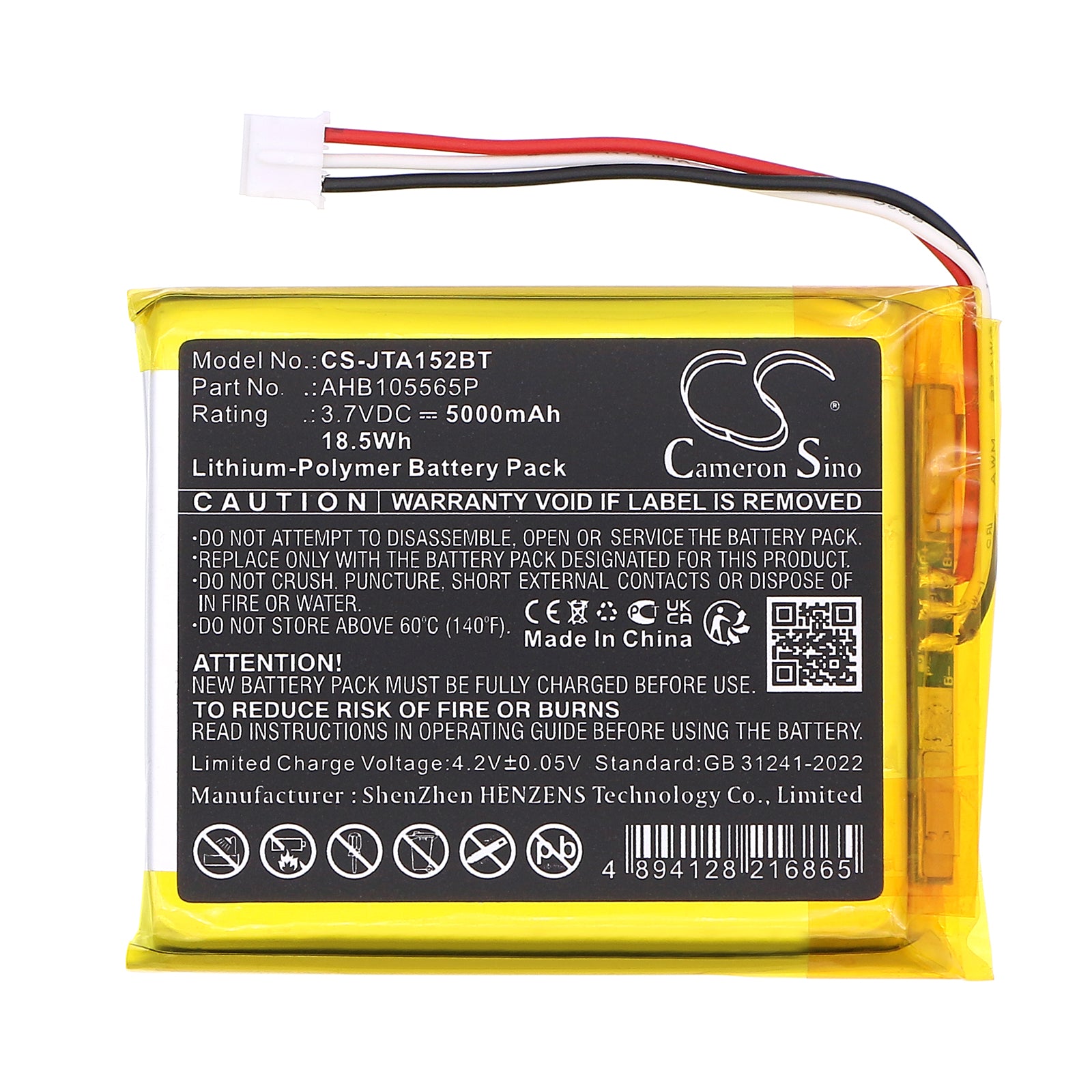 Jablotron JA 152KRY Battery 5000mAh 3.7V Li Polymer Alarm System Cameron Sino Technology Limited