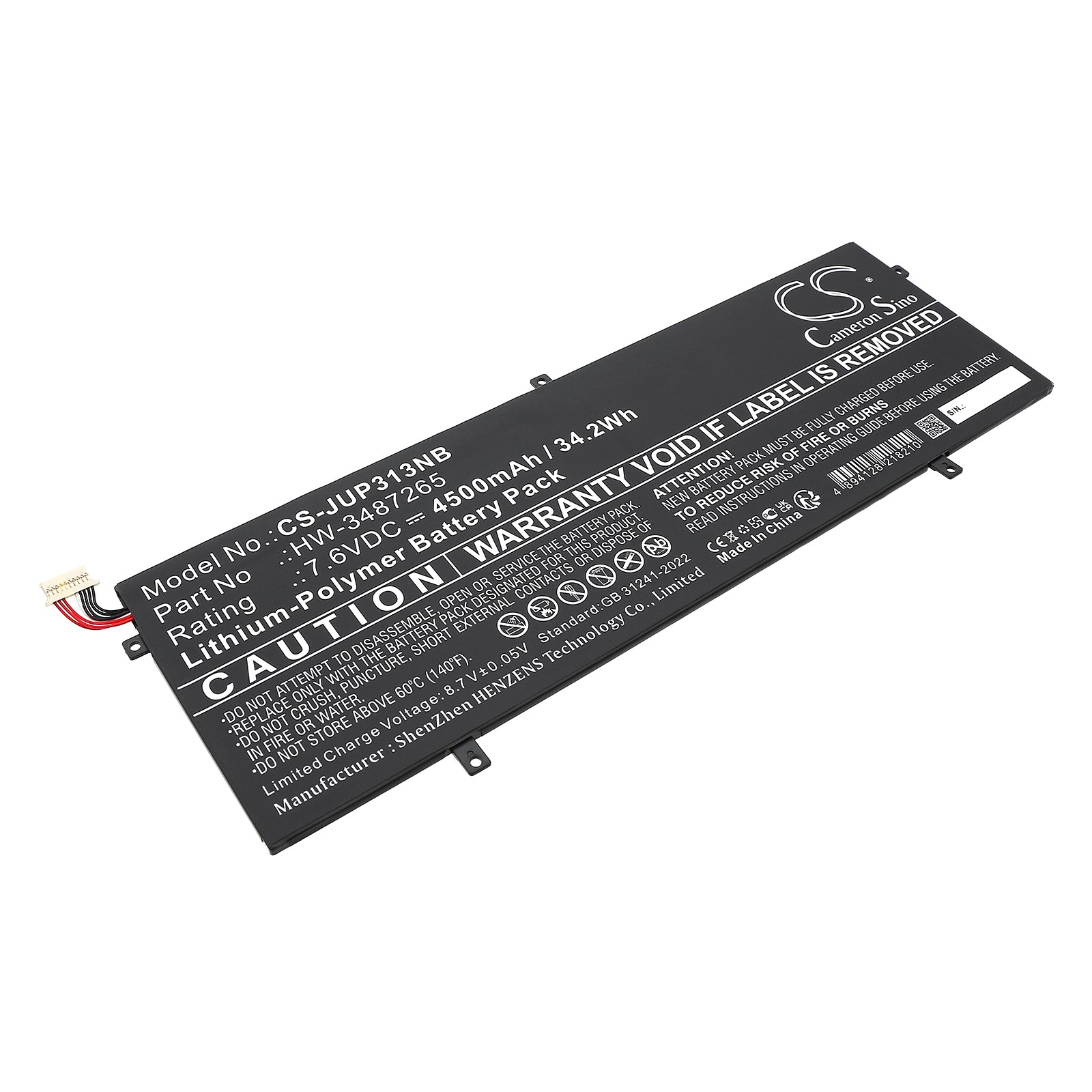 7.6V, Li-Polymer, 4500mAh, Battery fits Jumper EZbook 3 Pro 13.3, P313R, 34.2Wh Notebook, Laptop Cameron Sino Technology Limited