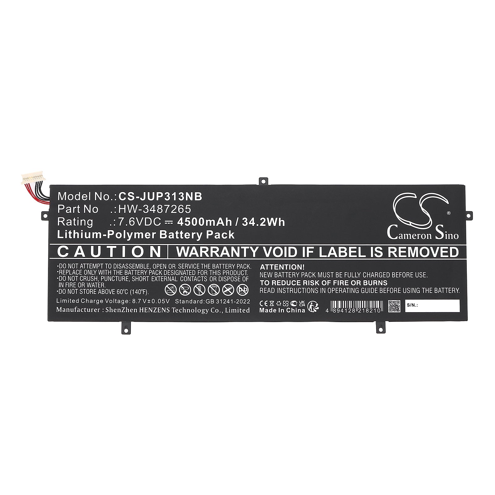 7.6V, Li-Polymer, 4500mAh, Battery fits Jumper EZbook 3 Pro 13.3, P313R, 34.2Wh Notebook, Laptop Cameron Sino Technology Limited