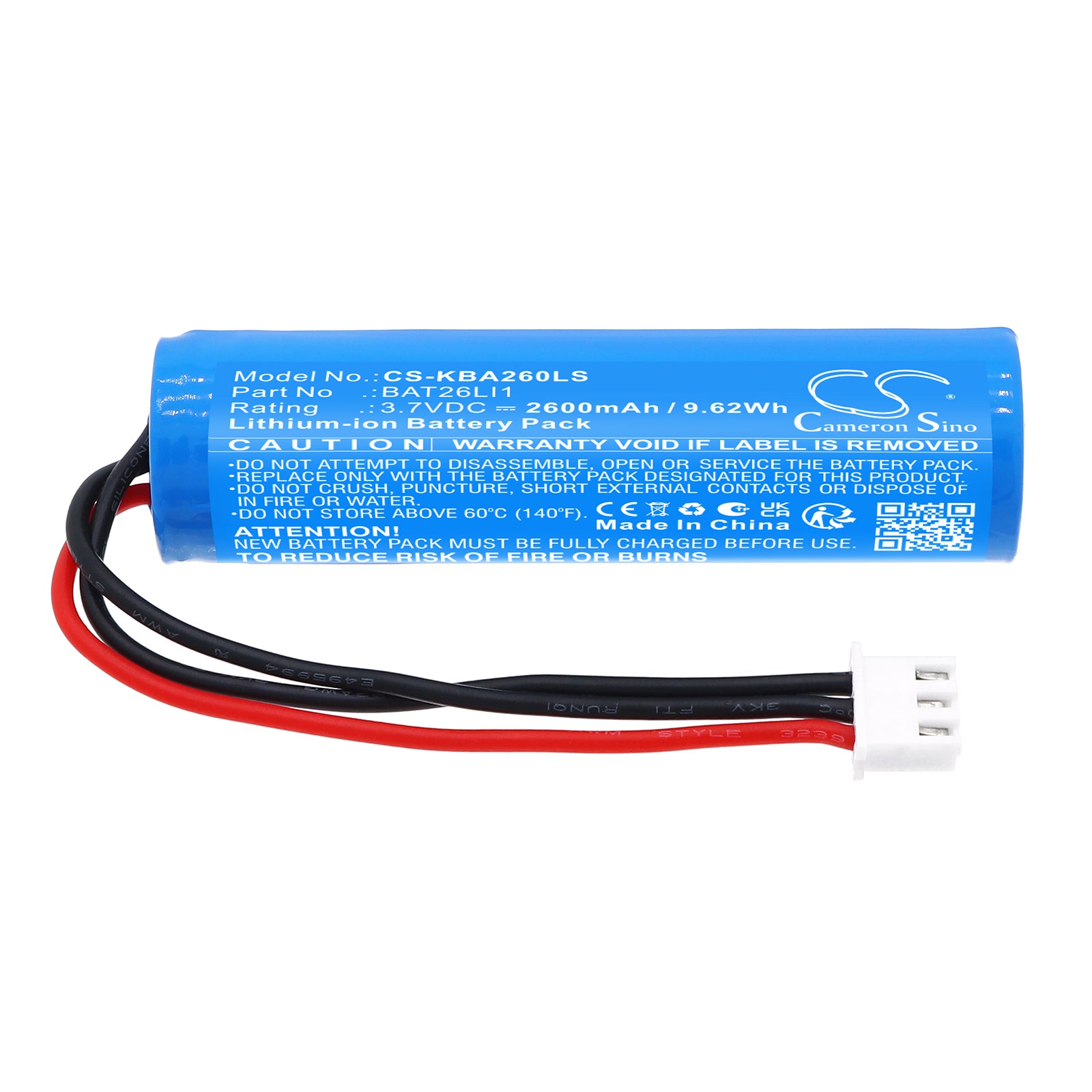 3.7V, Li-ion, 2600mAh, Battery fits Kosnic BAT26LI1 Emergency Modules & Self Test Modules, 9.62Wh Emergency Lighting Cameron Sino Technology Limited