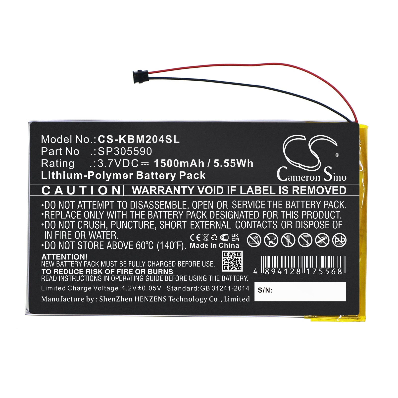 Li-Polymer, E-book, E-reader Battery fits Kobo Aura Hd, N204-kbo-b, 3.7V, 1500mAh E-book, E-reader Cameron Sino Technology Limited