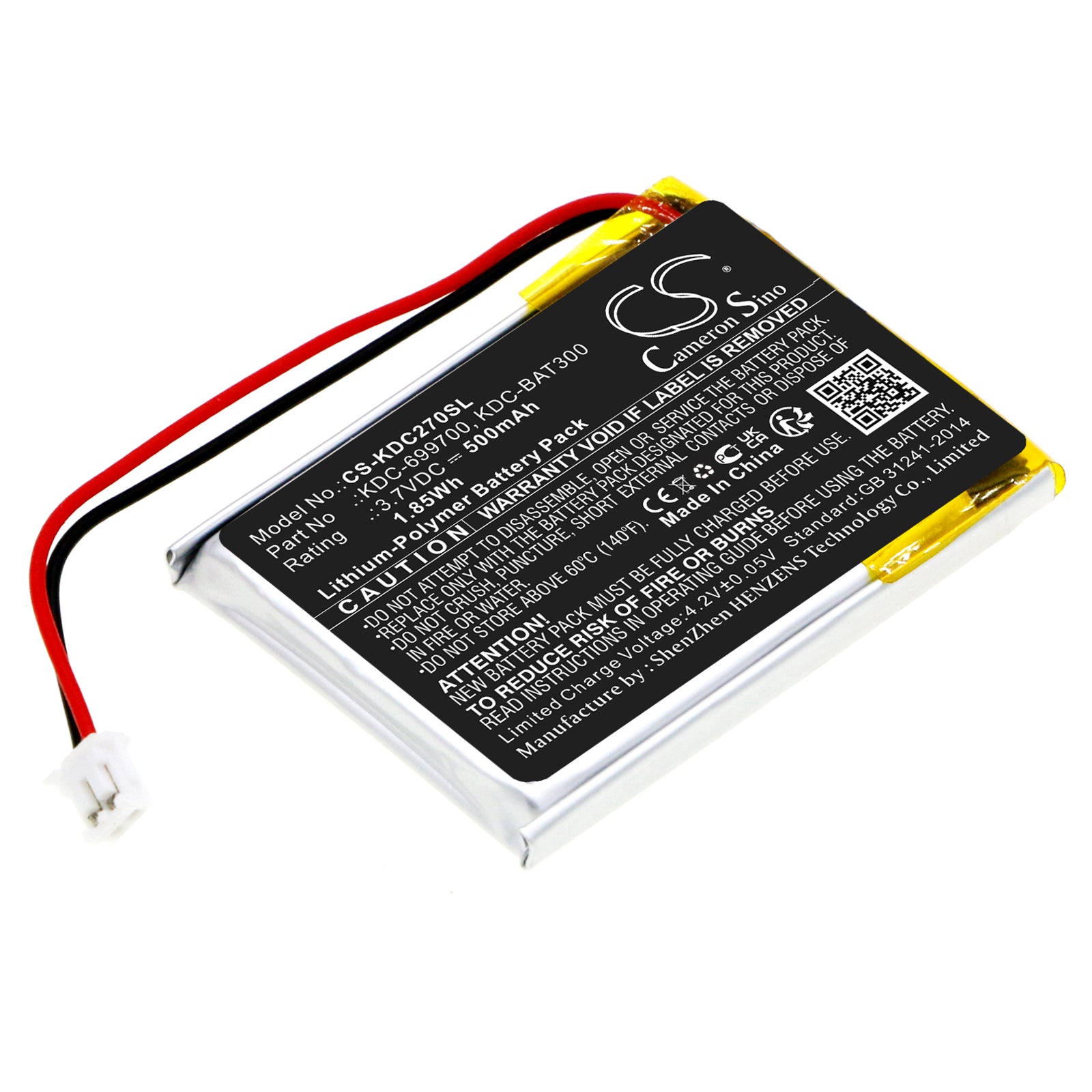 Li-Polymer, Barcode Scanner Battery fits Koamtac Kdc270, Kdc280, 3.7V, 500mAh Barcode Scanner Cameron Sino Technology Limited