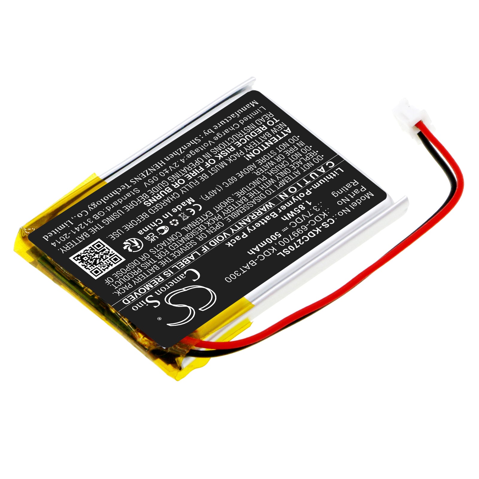 Li-Polymer, Barcode Scanner Battery fits Koamtac Kdc270, Kdc280, 3.7V, 500mAh Barcode Scanner Cameron Sino Technology Limited