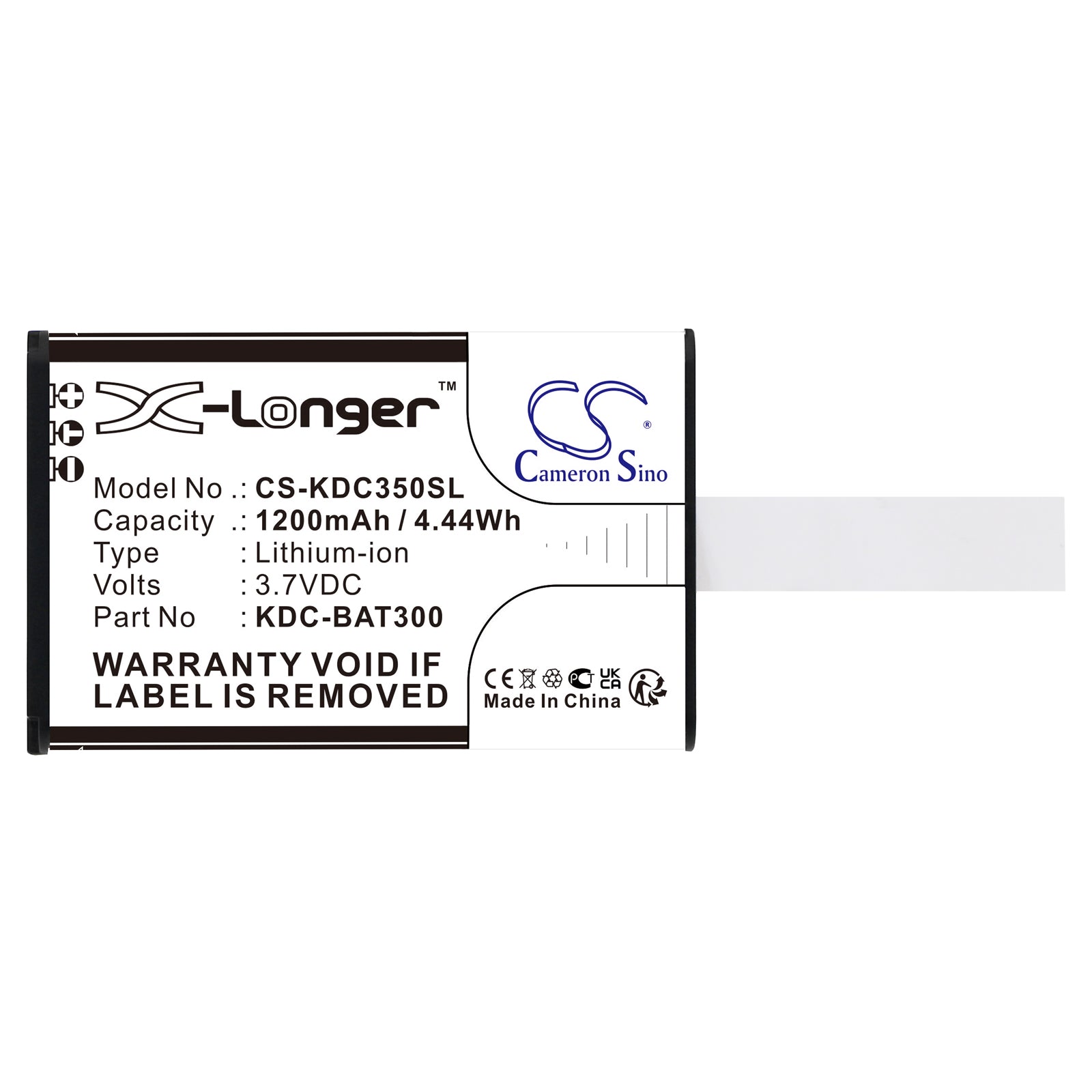Li-ion, Barcode Scanner Battery fits Koamtac Kdc-250, Kdc-300, 3.7V, 1200mAh Barcode Scanner Cameron Sino Technology Limited