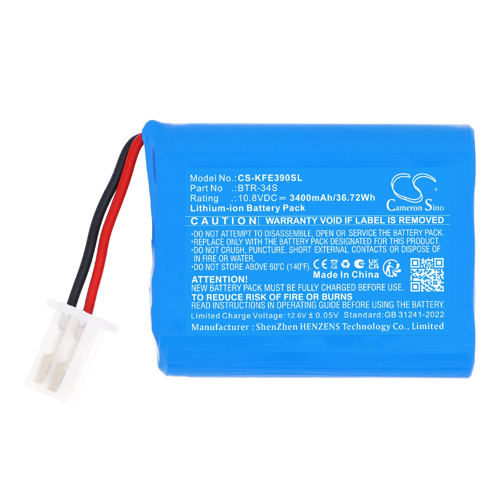 10.8V, Li-ion, 3400mAh, Battery fits Jilong 500E | KomShine EX39, Fusion Splicer, 36.72Wh Equipment, Survey, Test Cameron Sino Technology Limited