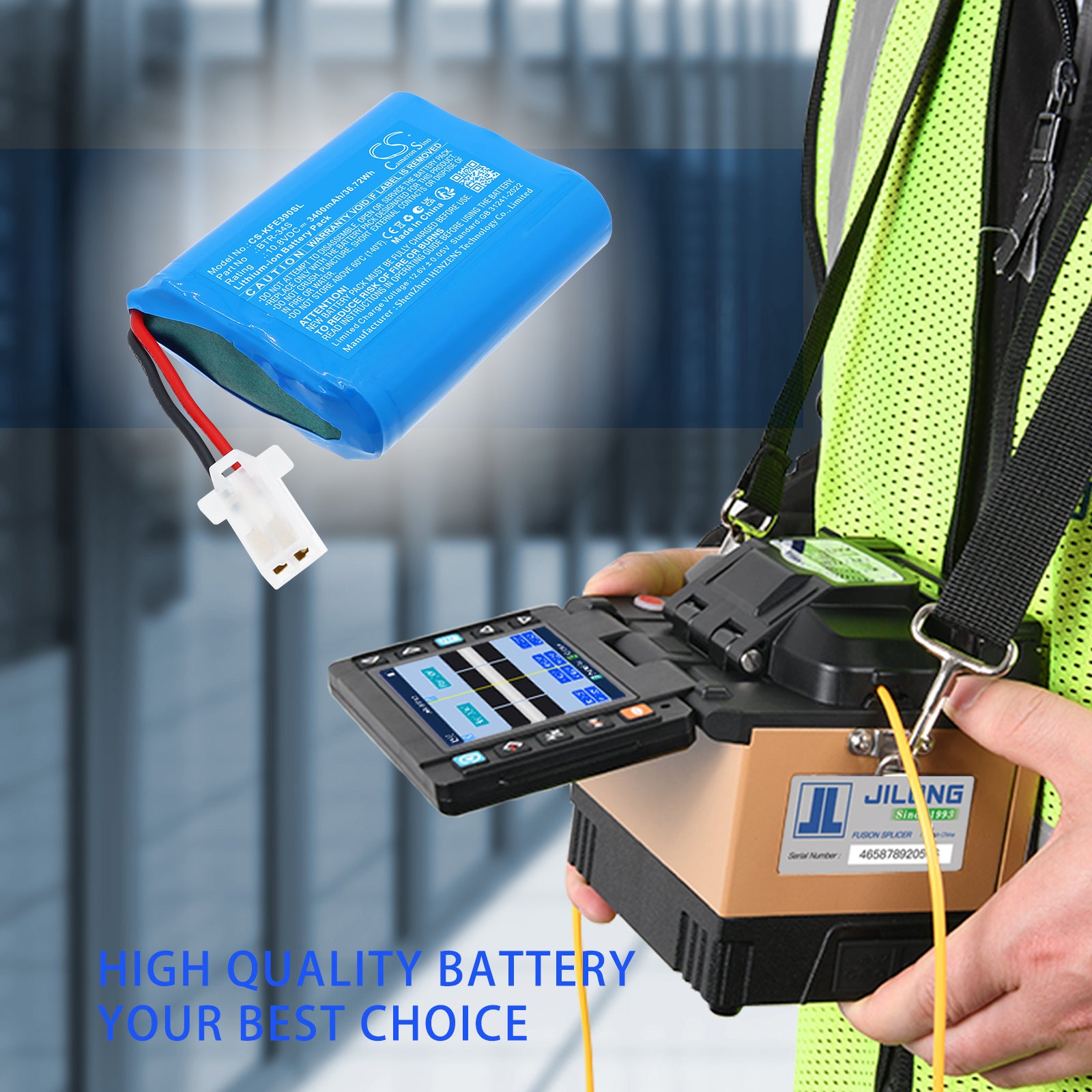 10.8V, Li-ion, 3400mAh, Battery fits Jilong 500E | KomShine EX39, Fusion Splicer, 36.72Wh Equipment, Survey, Test Cameron Sino Technology Limited