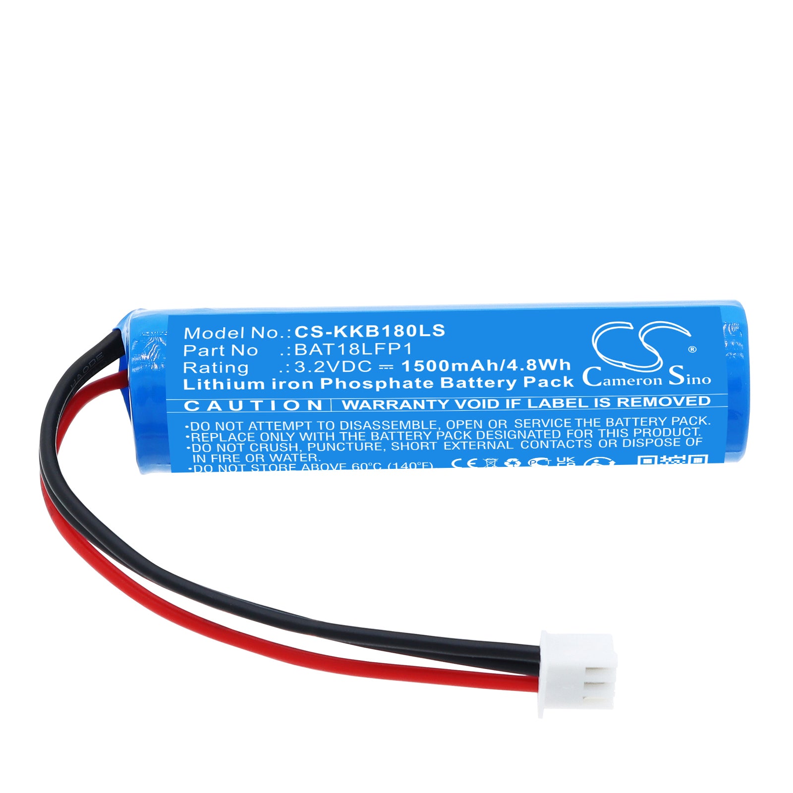 3.2V, LiFePO4, 1500mAh, Battery fits Kosnic KBAT1800, 4.8Wh Emergency Lighting Cameron Sino Technology Limited