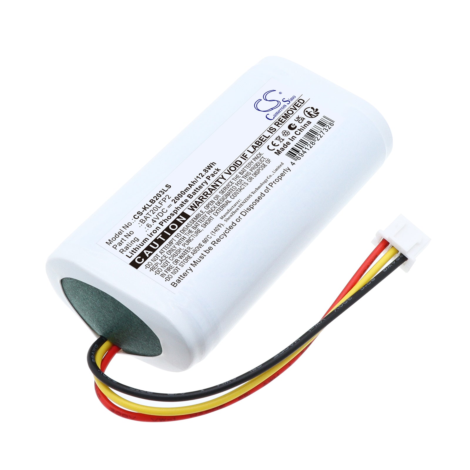 6.4V, LiFePO4, 2000mAh, Battery fits Kosnic LED luminaires BEM203/ST, 12.8Wh Emergency Lighting Cameron Sino Technology Limited