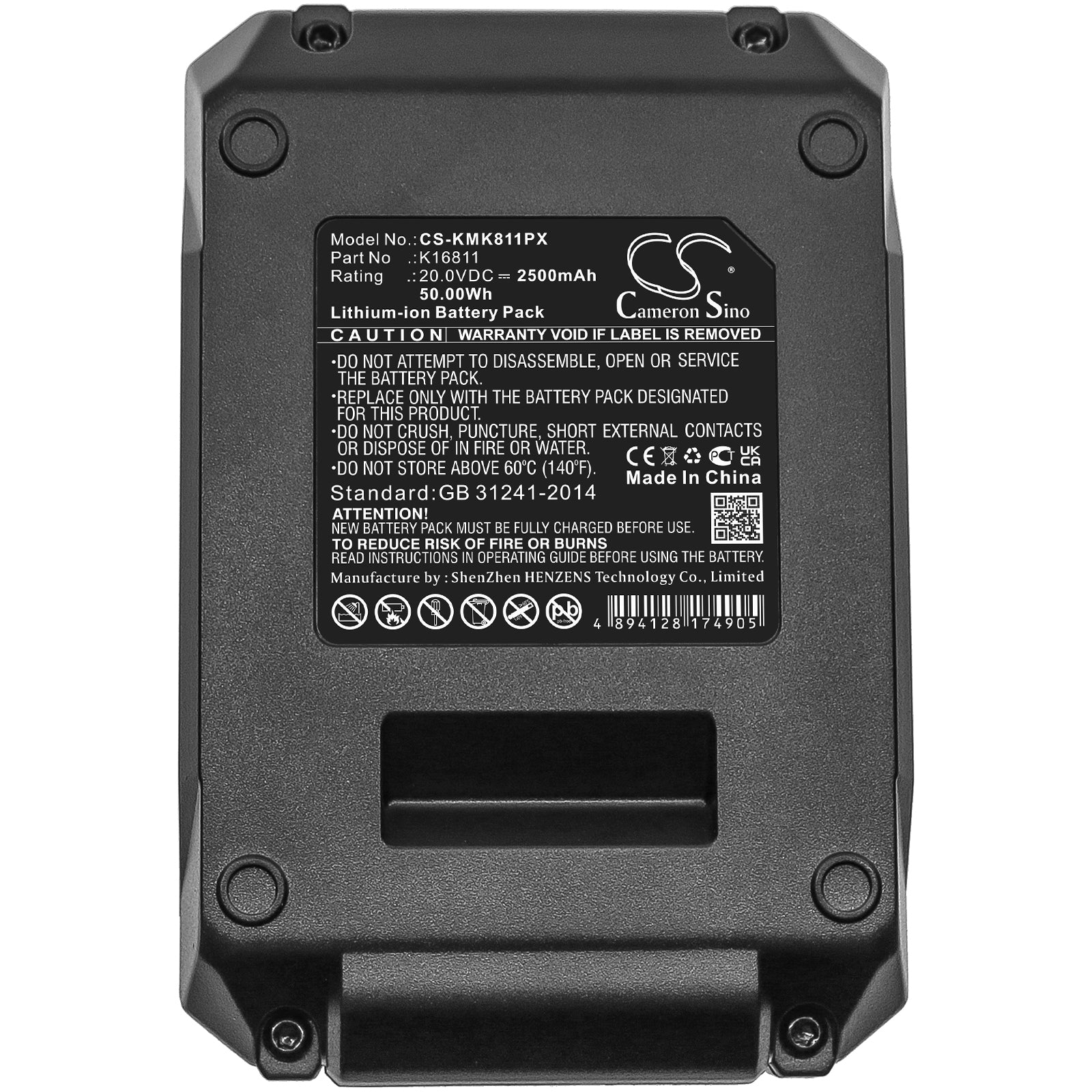 Li-ion, Power Tools Battery fits Kimo 6 Inch Cordless Chainsaw, Leaf Blower 2-in-1 20v, 20.0V, 2500mAh Power Tools Cameron Sino Technology Limited