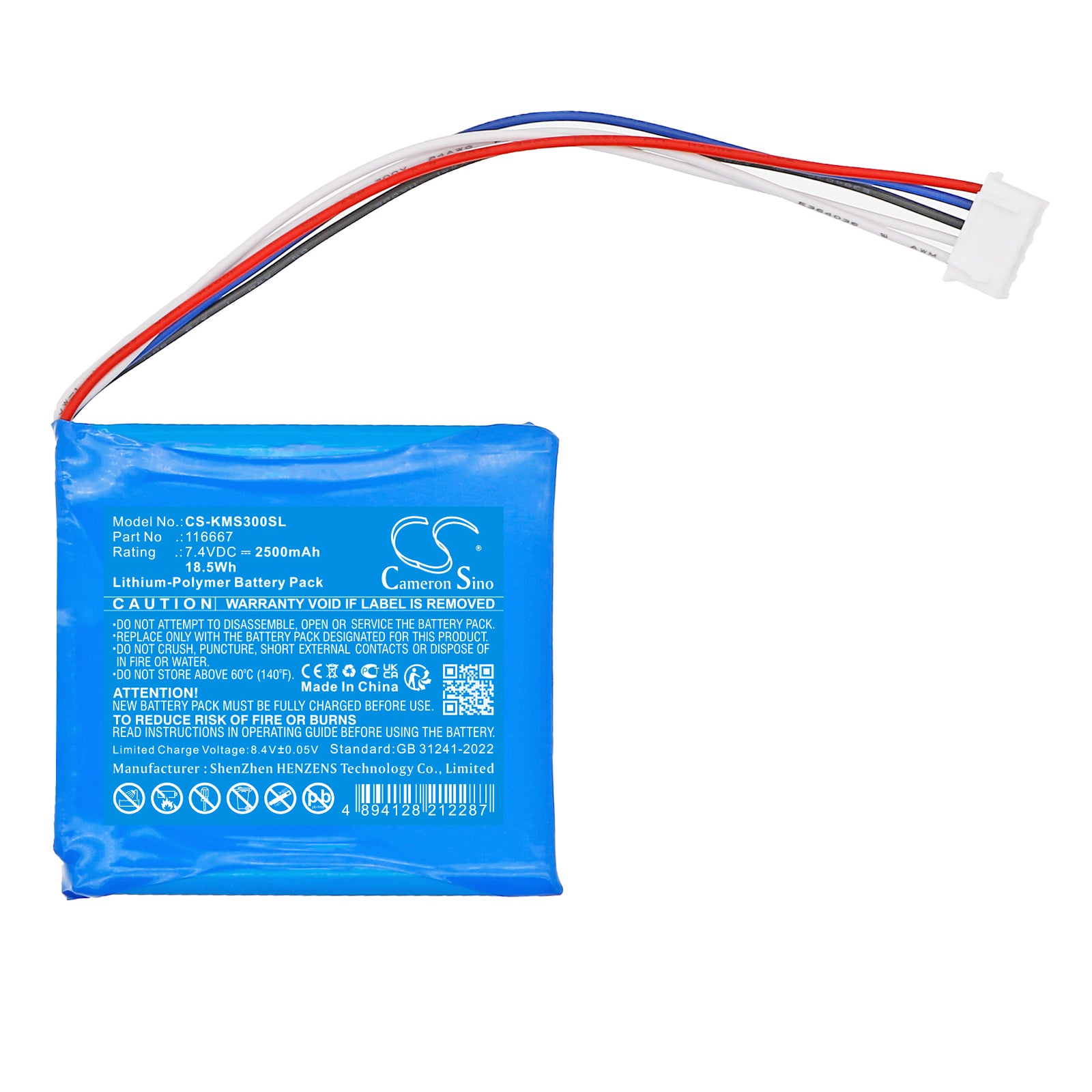 7.4V, Li-Polymer, 2500mAh, Battery fits Kathrein MSK 30/L, MSK30, 18.5Wh Satellite Phone Cameron Sino Technology Limited