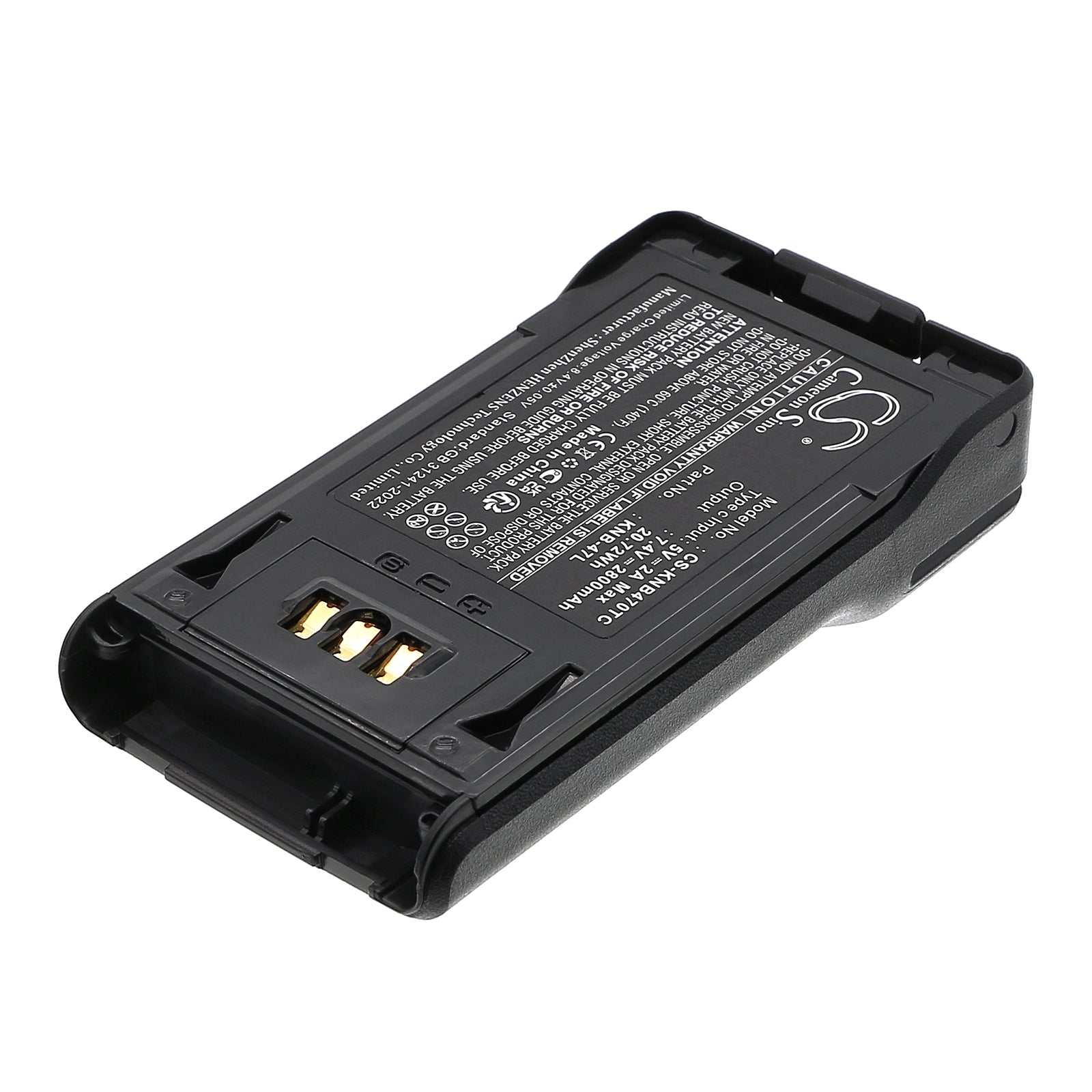 7.4V, Li-ion, 2800mAh, Battery fits Kenwood NX-200, NX-300, 20.72Wh Two-Way Radio Cameron Sino Technology Limited