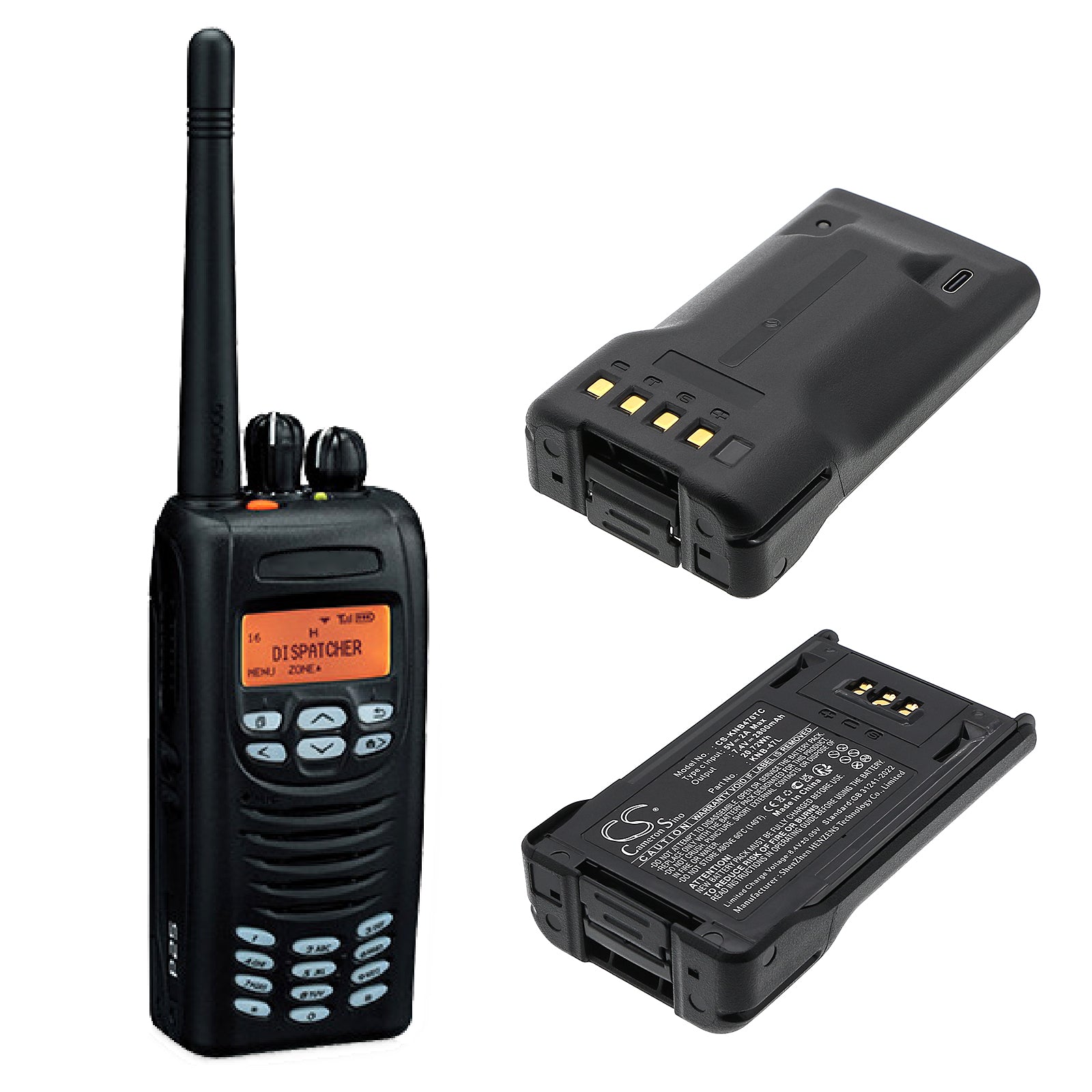 7.4V, Li-ion, 2800mAh, Battery fits Kenwood NX-200, NX-300, 20.72Wh Two-Way Radio Cameron Sino Technology Limited
