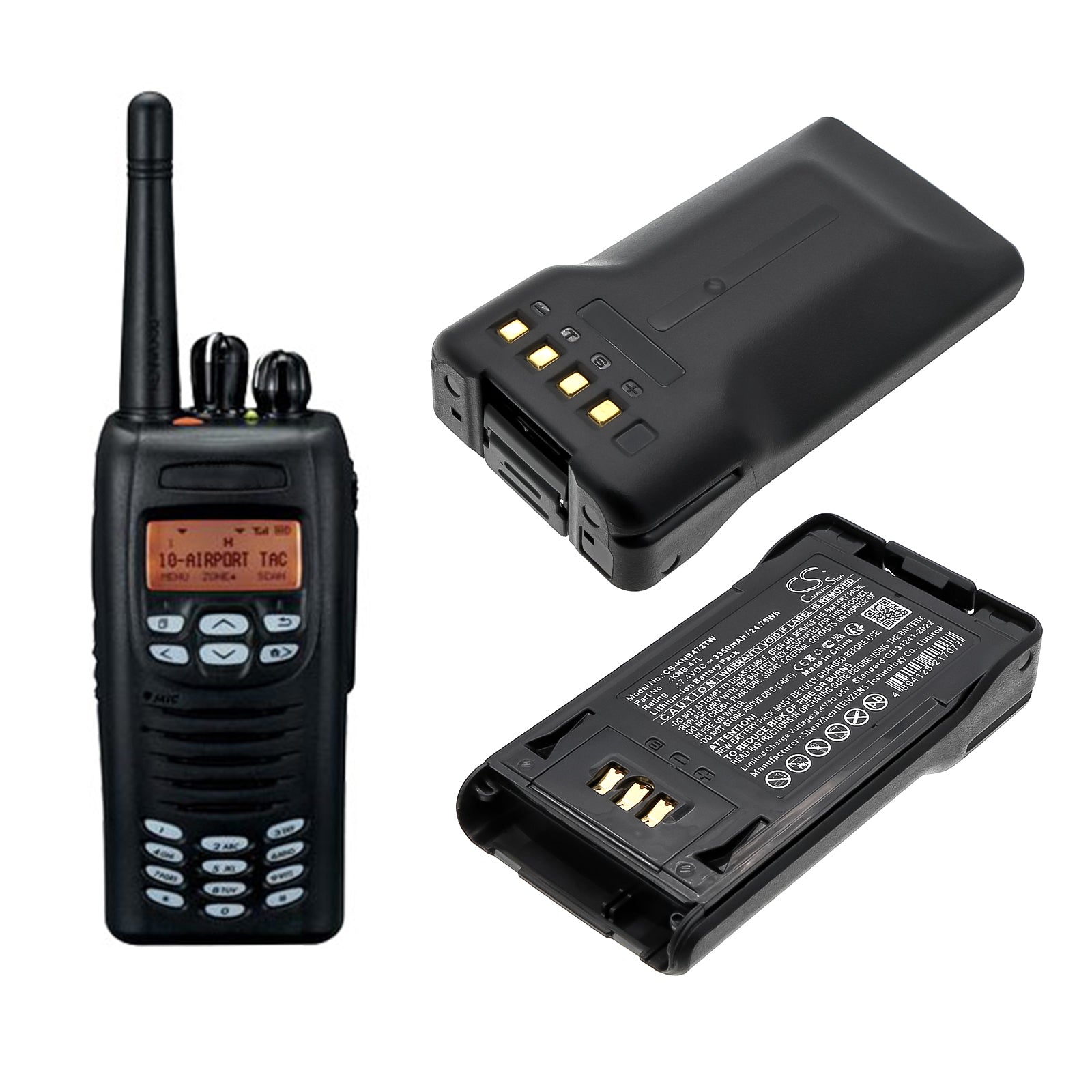 7.4V, Li-ion, 3350mAh, Battery fits Kenwood NX-200, NX-300, 24.79Wh Two-Way Radio Cameron Sino Technology Limited