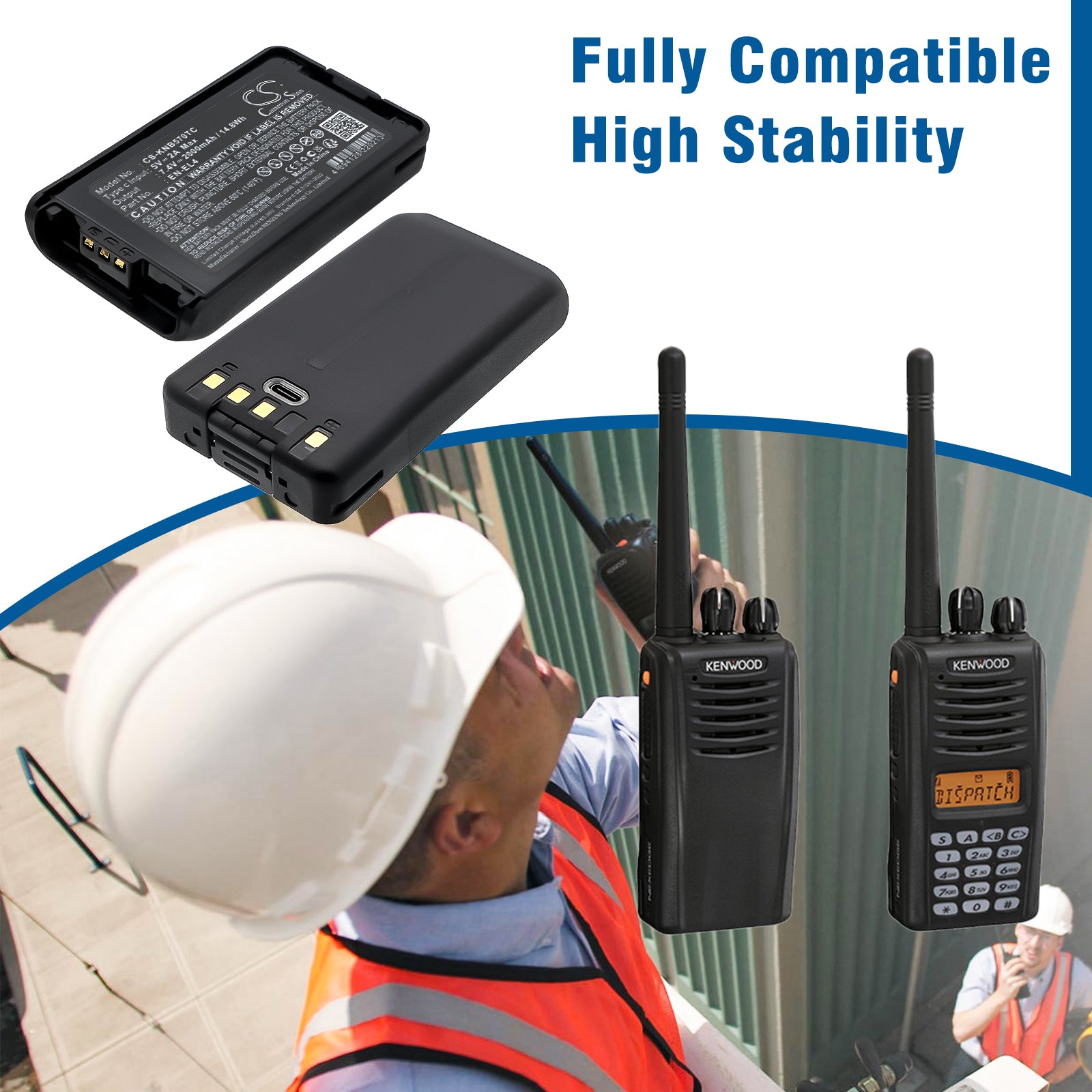 7.4V, Li-ion, 2000mAh, Battery fits Kenwood NX-220, NX-320, 14.8Wh Two-Way Radio Cameron Sino Technology Limited