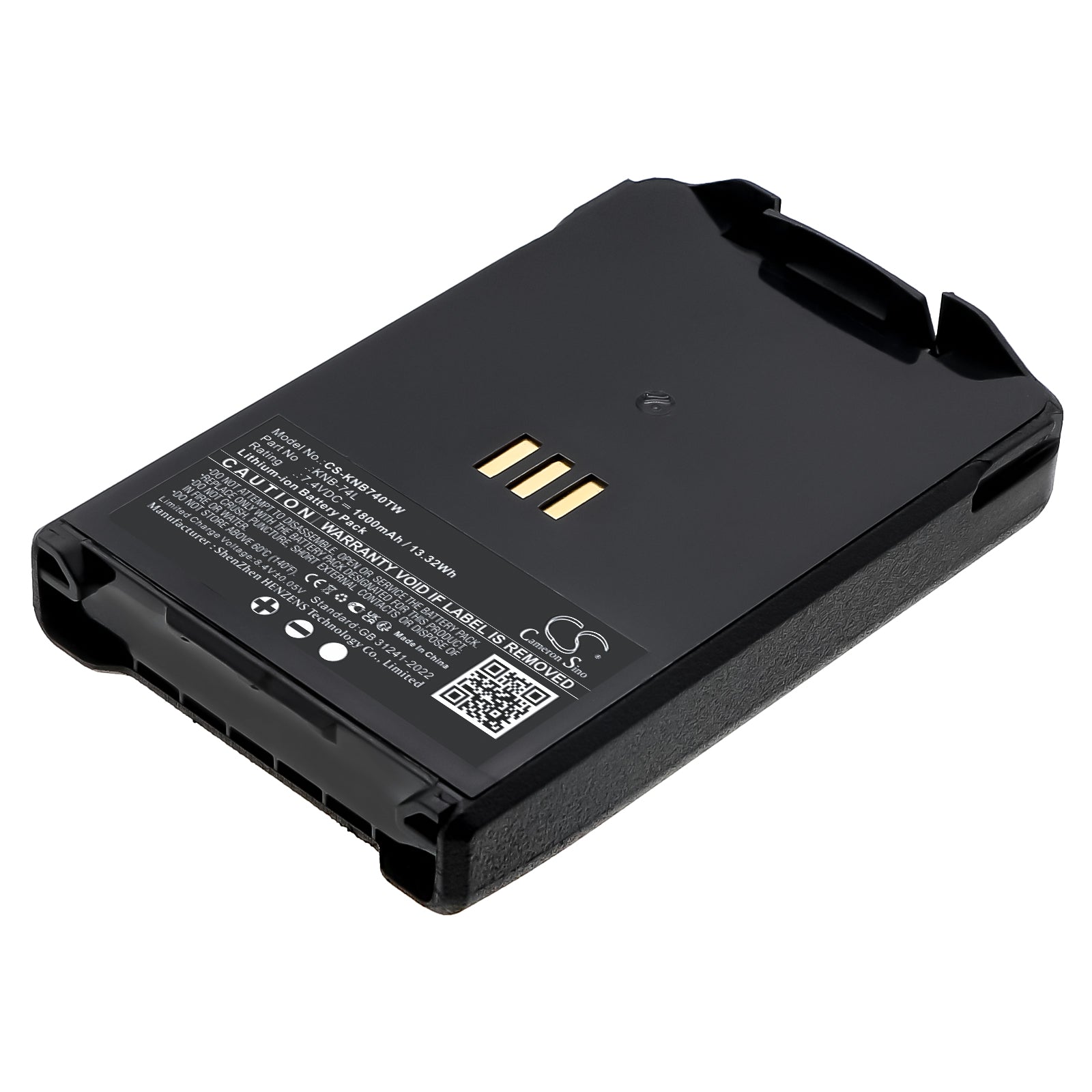 7.4V, Li-ion, 1800mAh, Battery fits Kenwood TH-D74, TH-D74A, 13.32Wh Two-Way Radio Cameron Sino Technology Limited