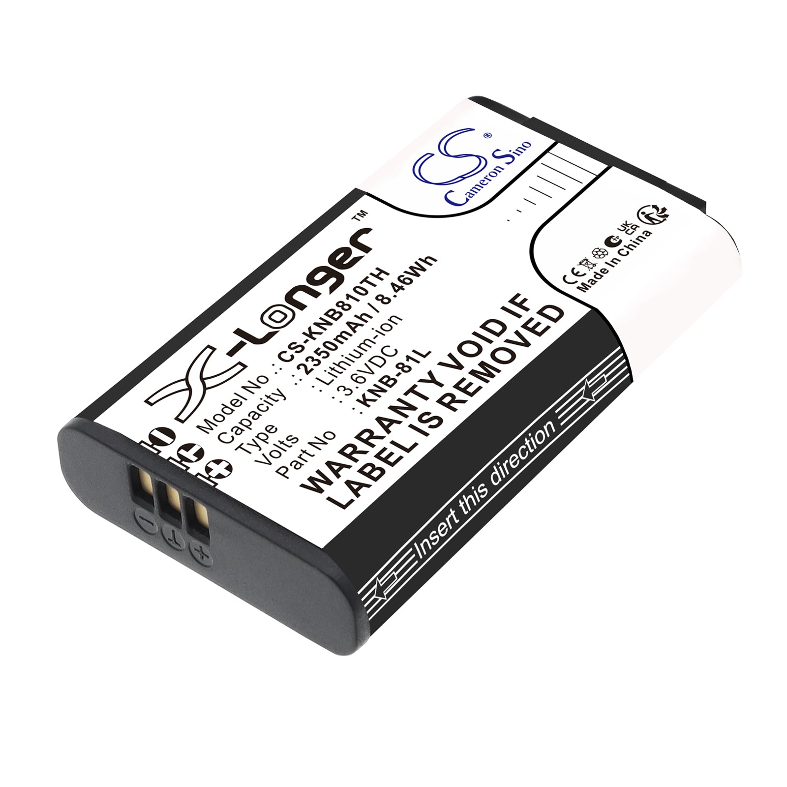 3.6V, Li-ion, 2350mAh, Battery fits Kenwood NX-P500, PKT-300, 8.46Wh Two-Way Radio Cameron Sino Technology Limited