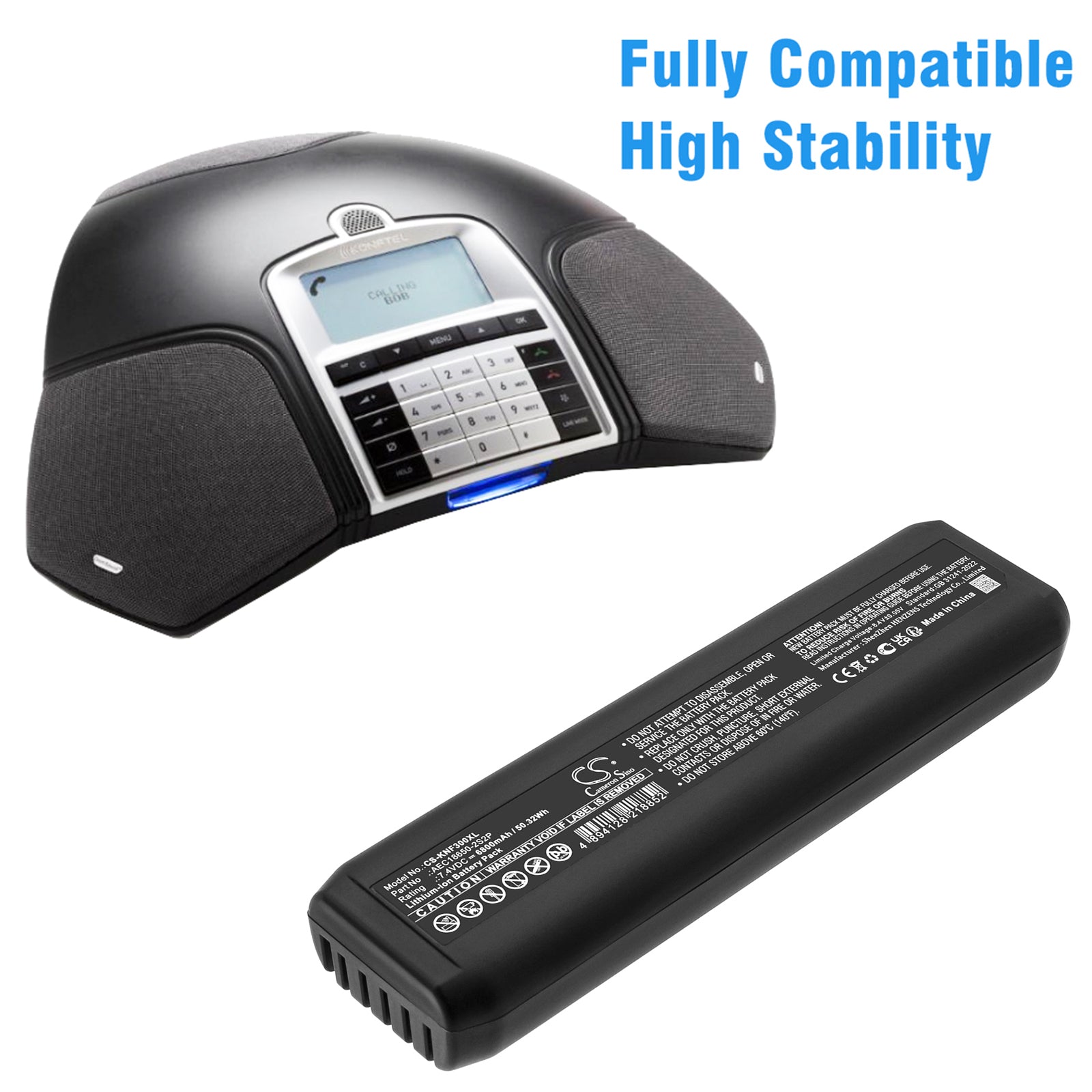 7.4V, Li-ion, 6800mAh, Battery fits Konftel 300M, 300MX, 50.32Wh Communication & Conferencing Cameron Sino Technology Limited