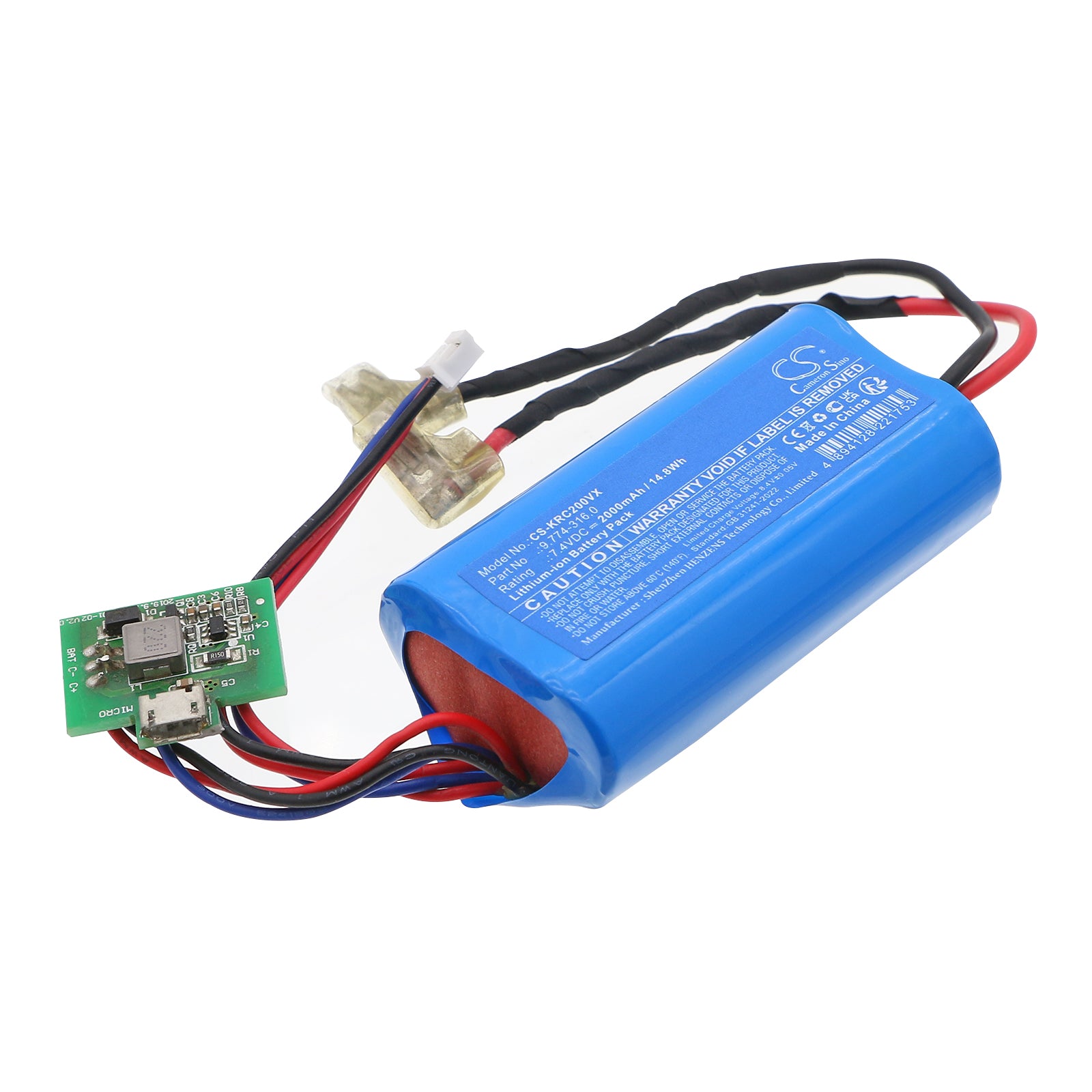 7.4V, Li-ion, 2000mAh, Battery fits Karcher CVH 2, 14.8Wh Vacuum Cameron Sino Technology Limited